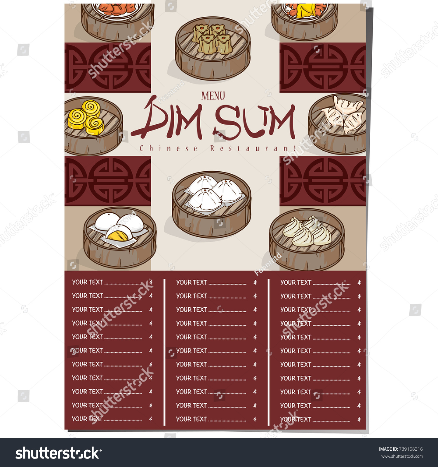 Menu Dim Sum Chinese Food Restaurant Stock Vector (Royalty Free ...