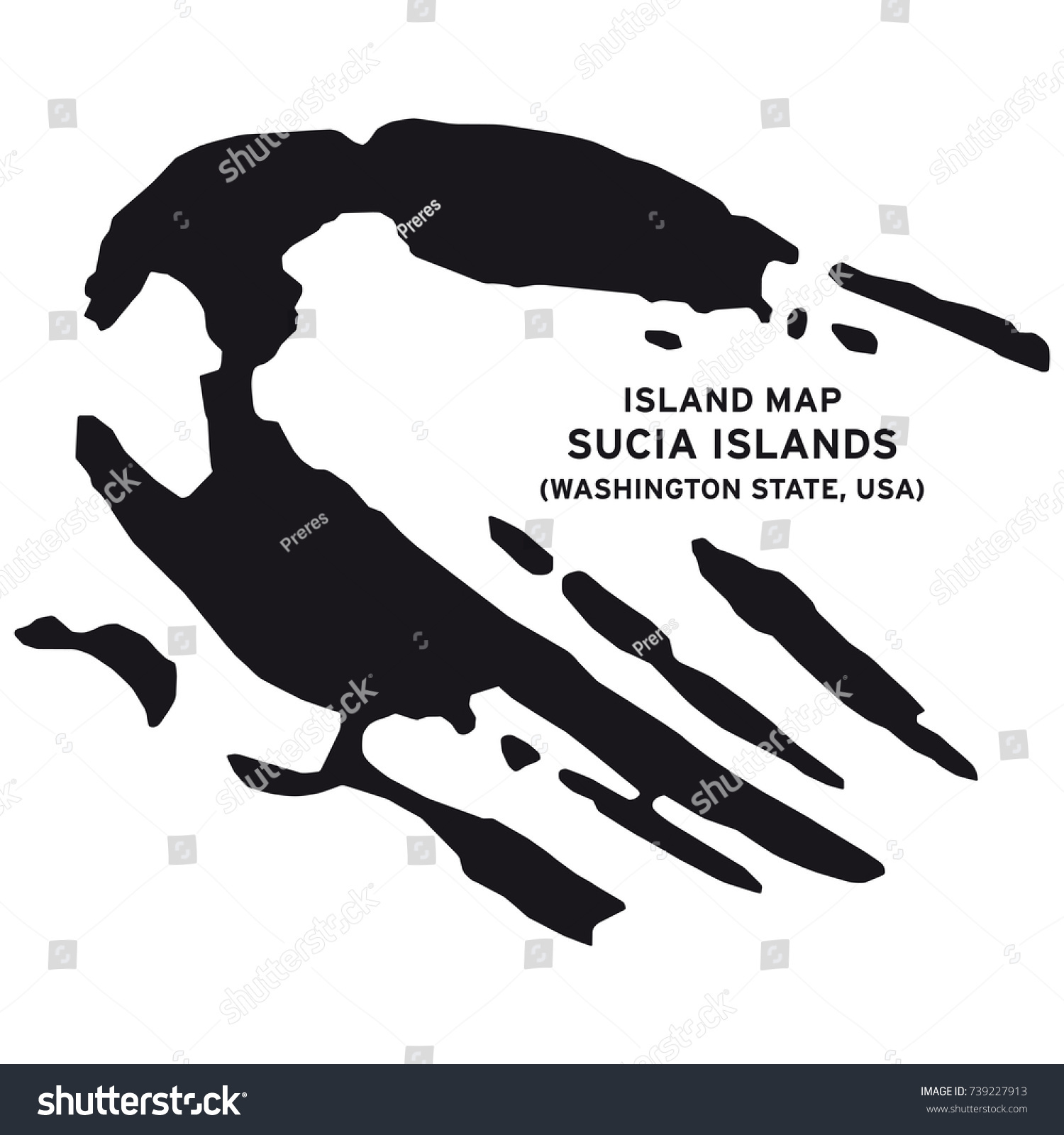 Island Map Sucia Islandswashington State Usa Stock Vector (Royalty Free ...