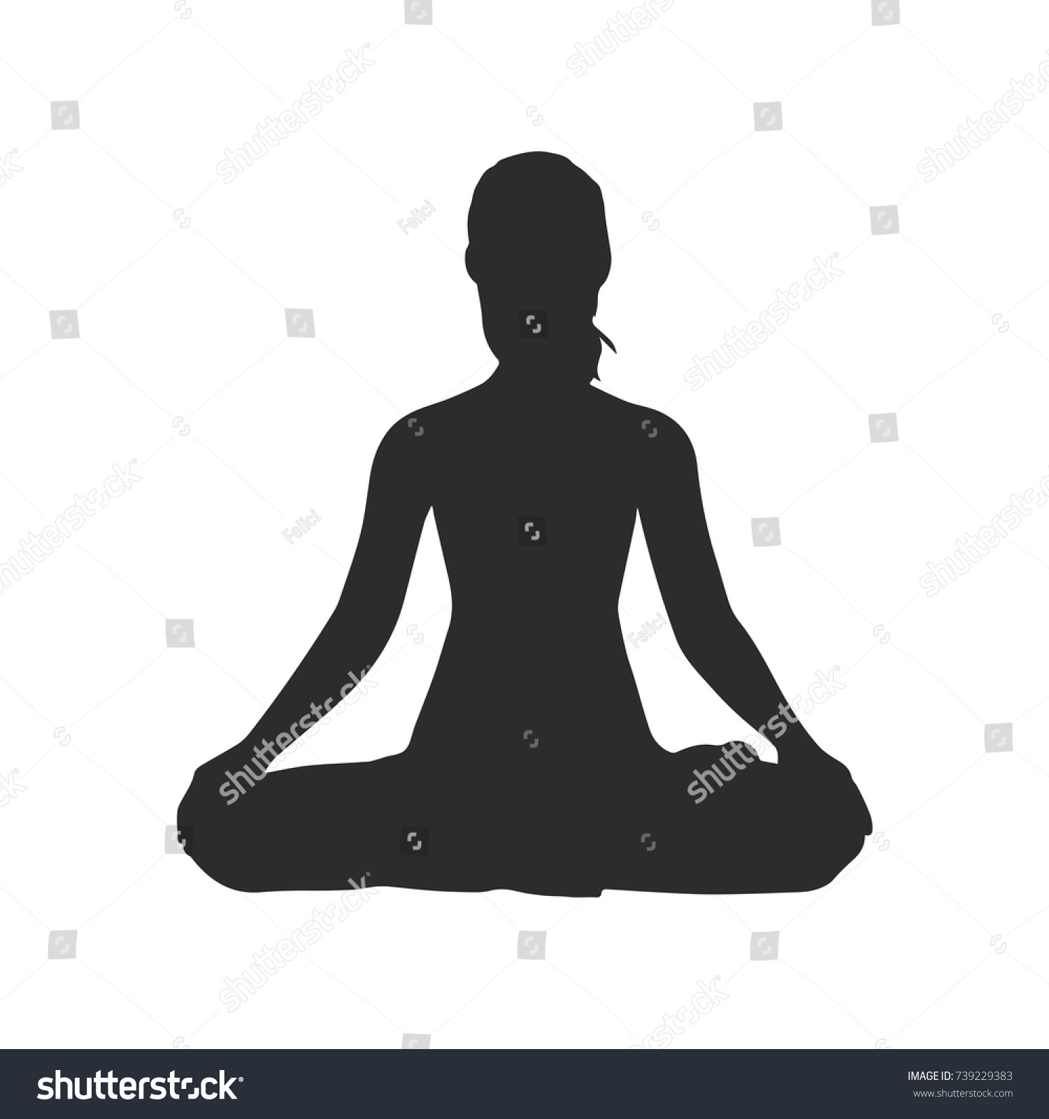 Lotus Yoga Pose Silhouette Isolated On Stock Vector (Royalty Free ...