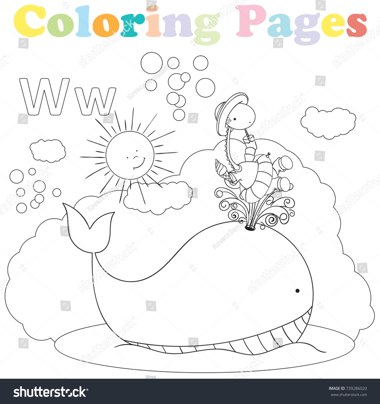 Coloring Page Kids Alphabet Setletter W Stock Vector (Royalty Free