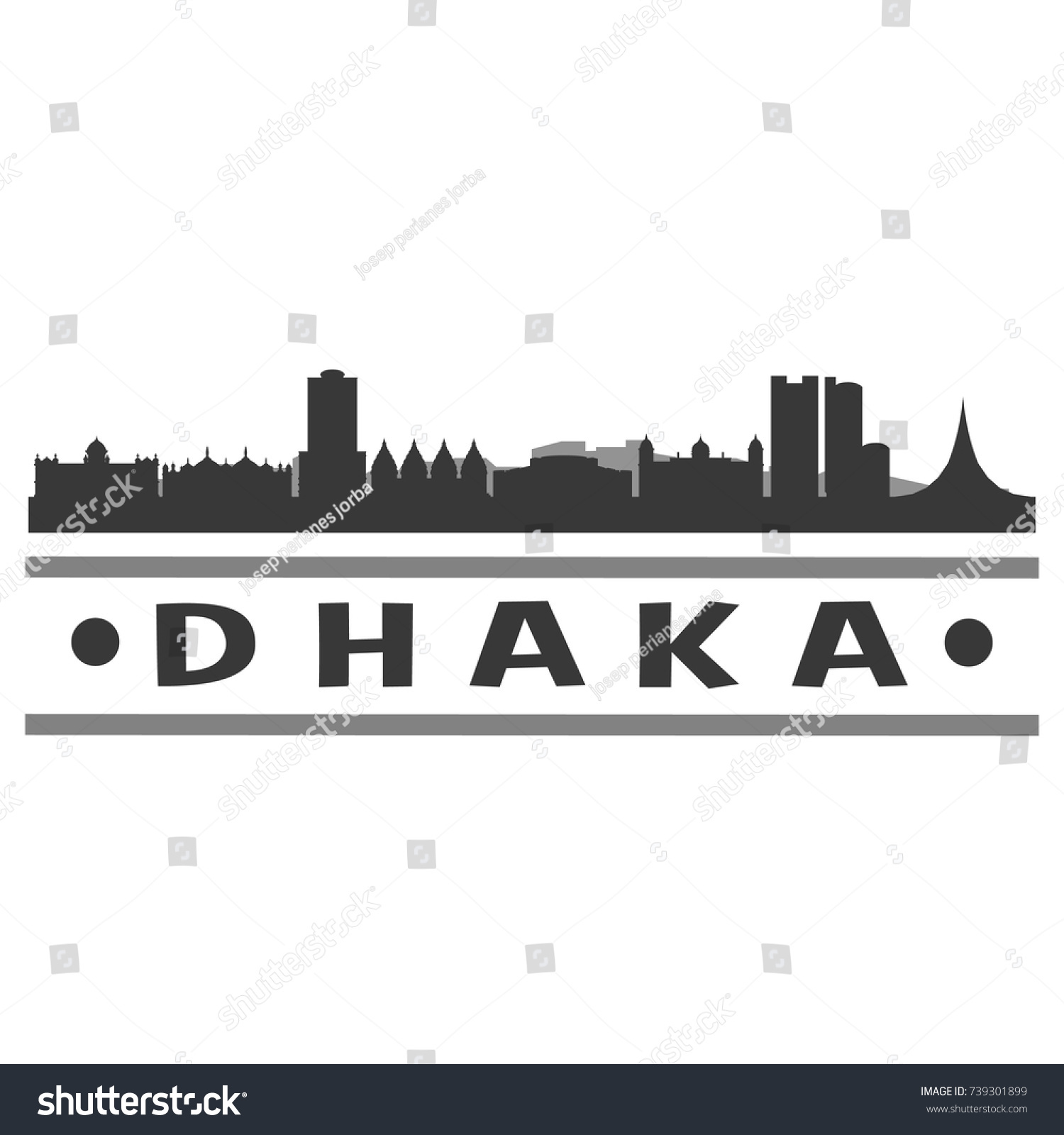 Dhaka Skyline Silhouette Design City Vector Stock Vector (Royalty Free ...