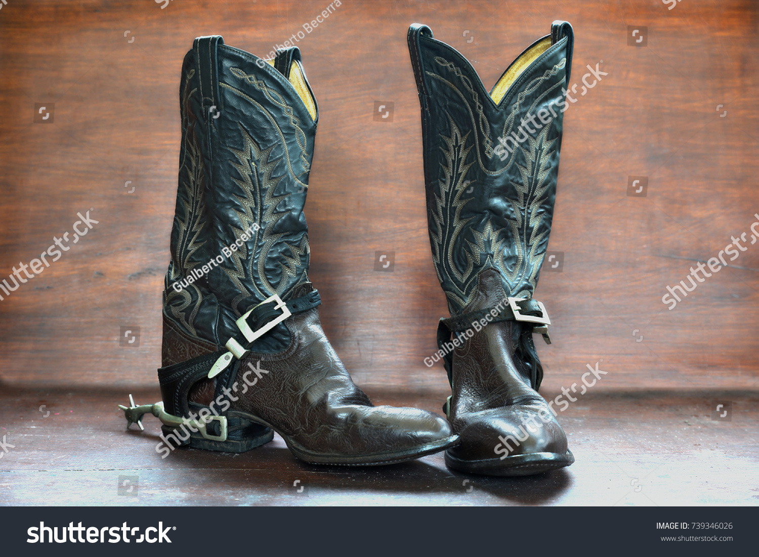 black cowboy boots with spurs