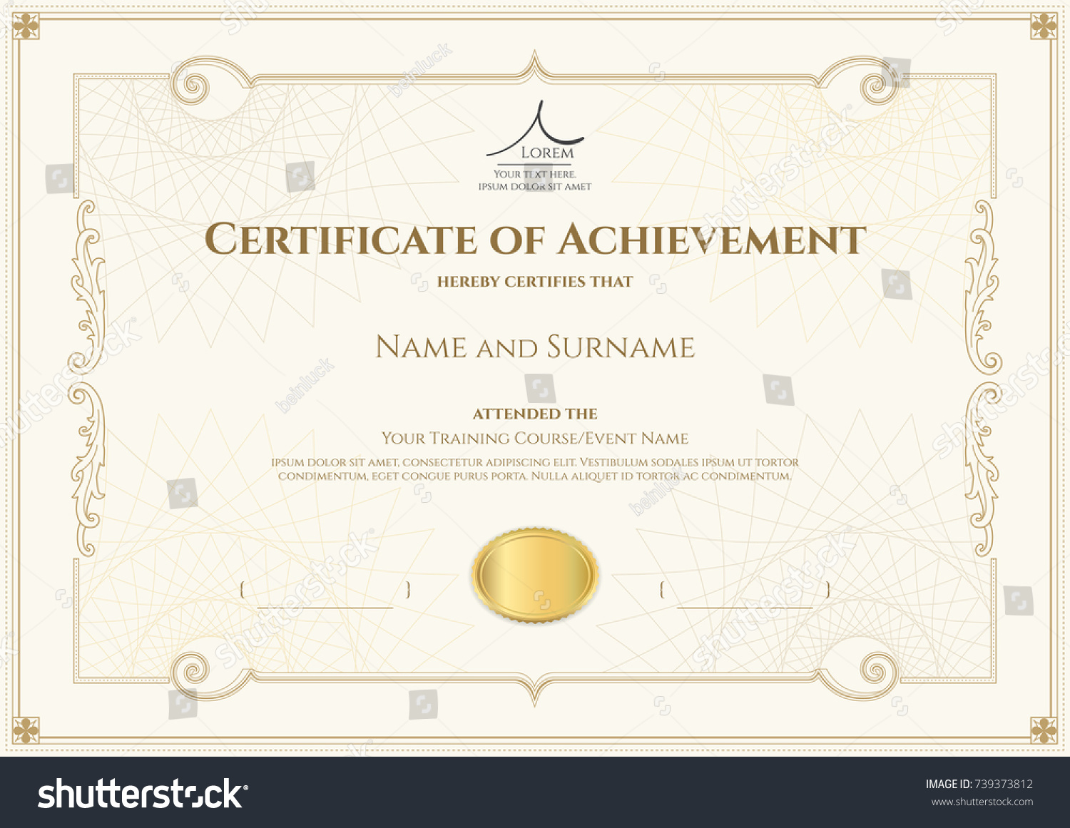 Luxury Certificate Template Elegant Border Frame Stock Vector (Royalty ...