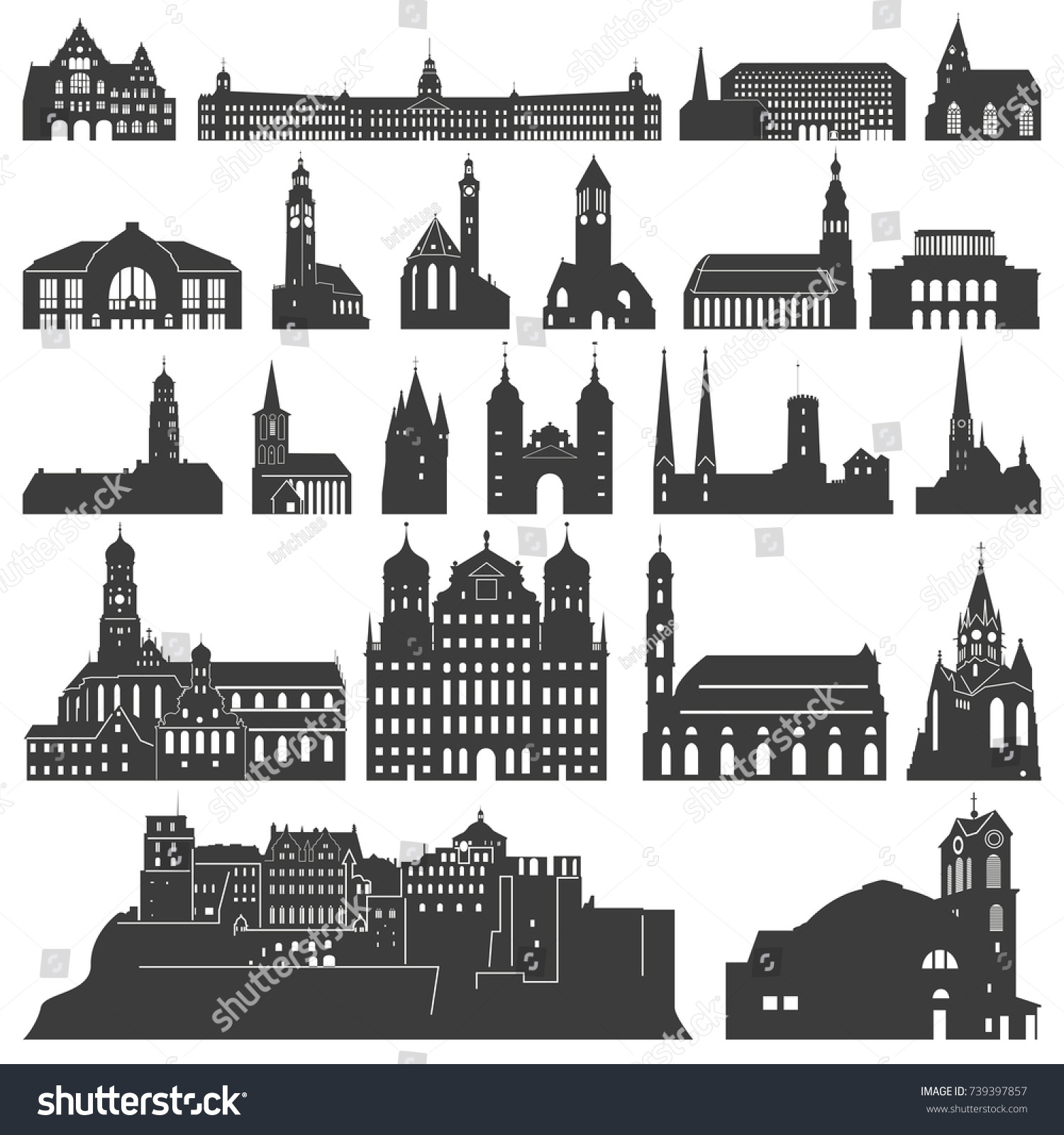 Vector Collection Isolated Palaces Temples Churches 库存矢量图（免版税）739397857 Shutterstock 2554