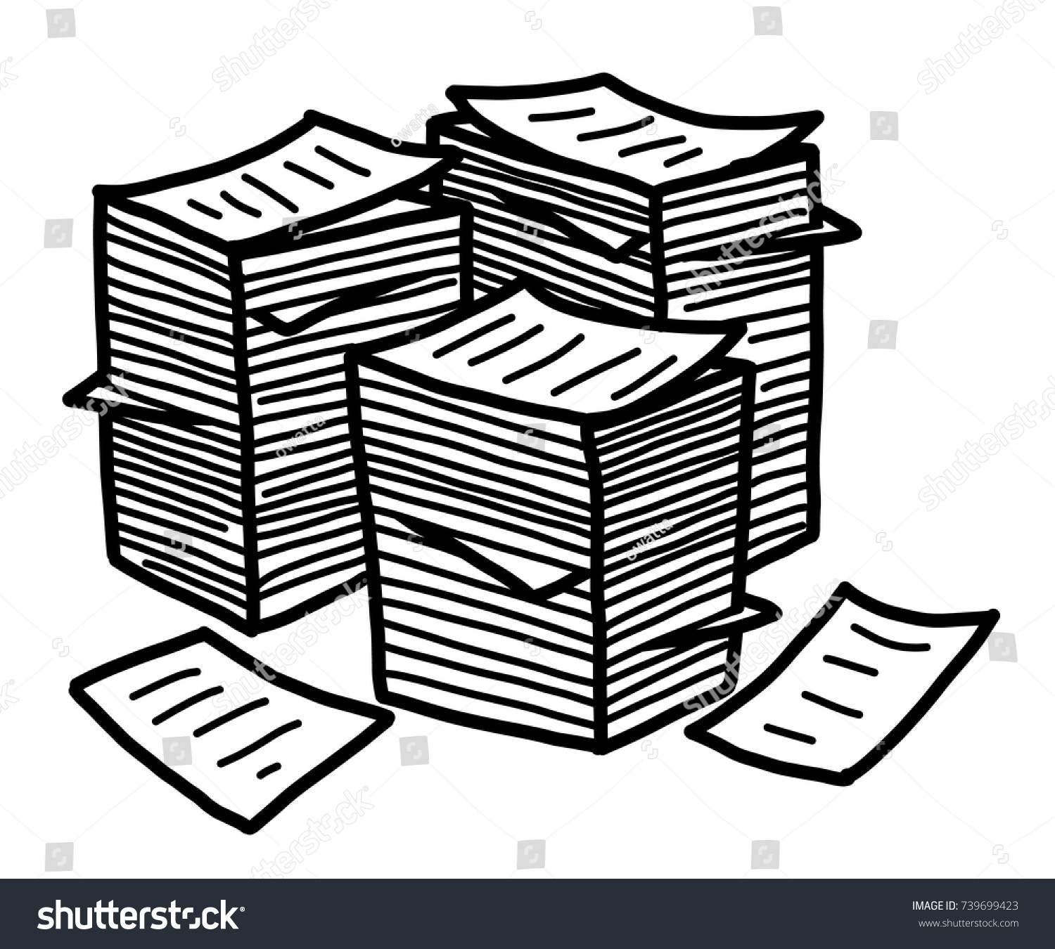 Paper Stack Cartoon Vector Illustration Black Stock Vector (Royalty ...