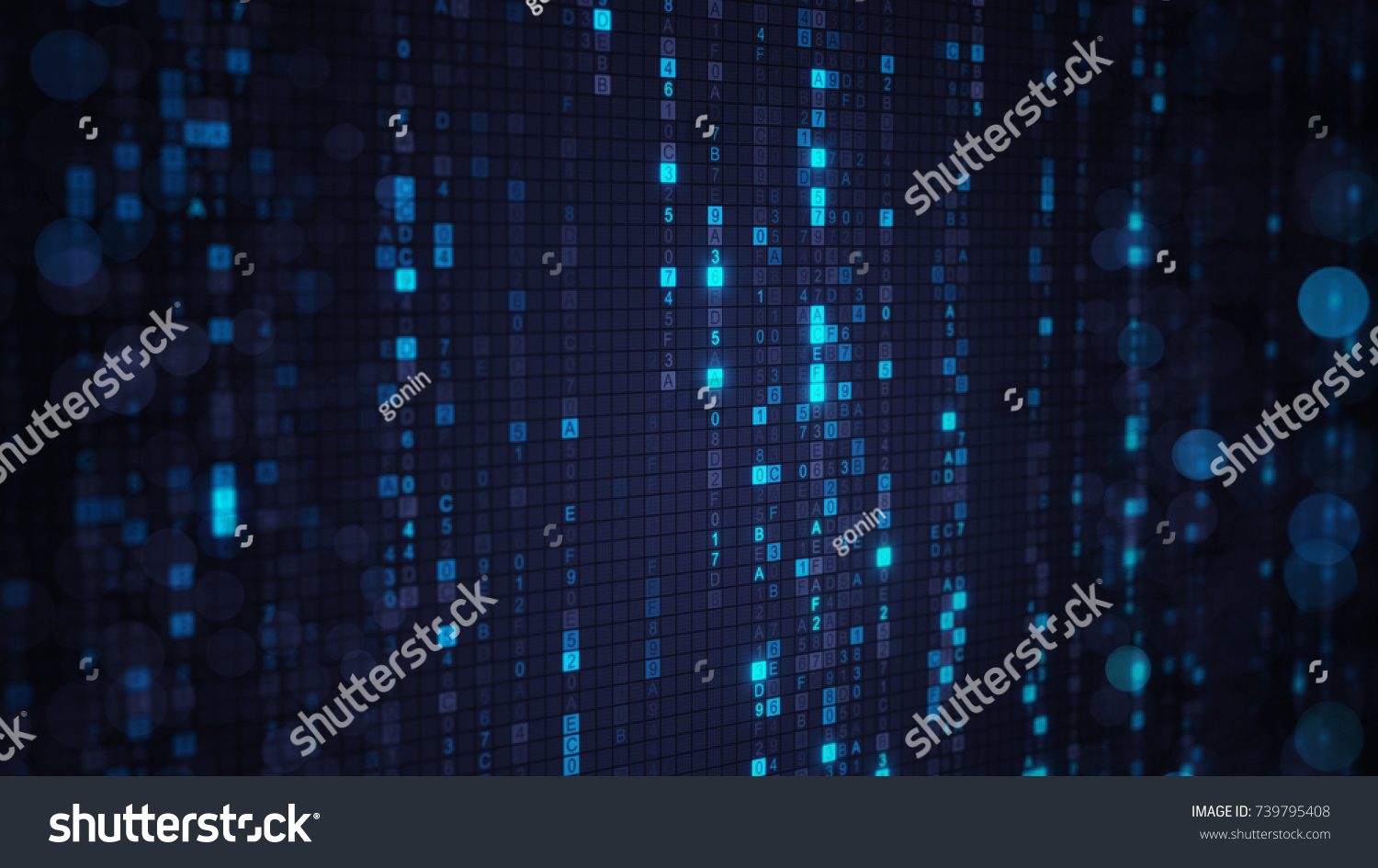 Blue Matrix Rain Digital Hex Code Stock Illustration 739795408 ...