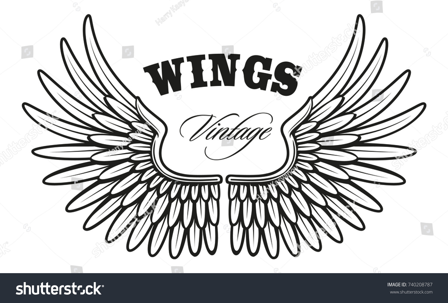 Vintage Wings Isolated On White Background Stock Vector (Royalty Free ...