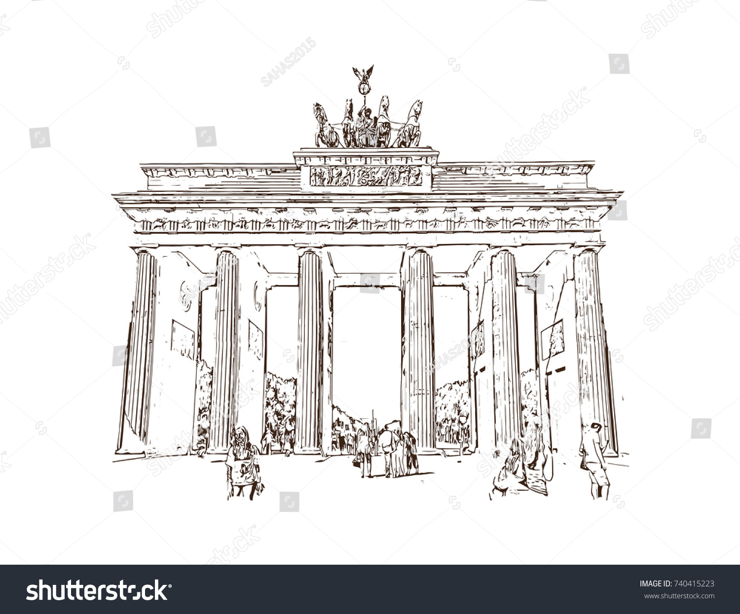Бранденбургские ворота в Берлине рисунок