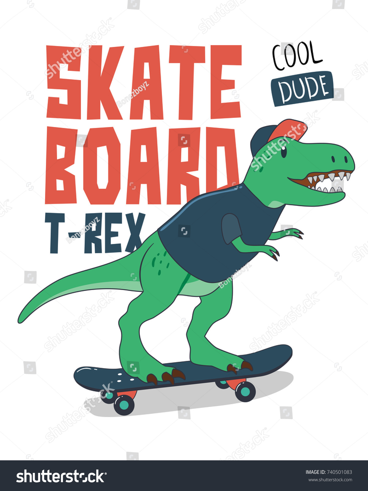 Dinosaur On Skateboard Skateboarding Trex Stock Vector (Royalty Free ...