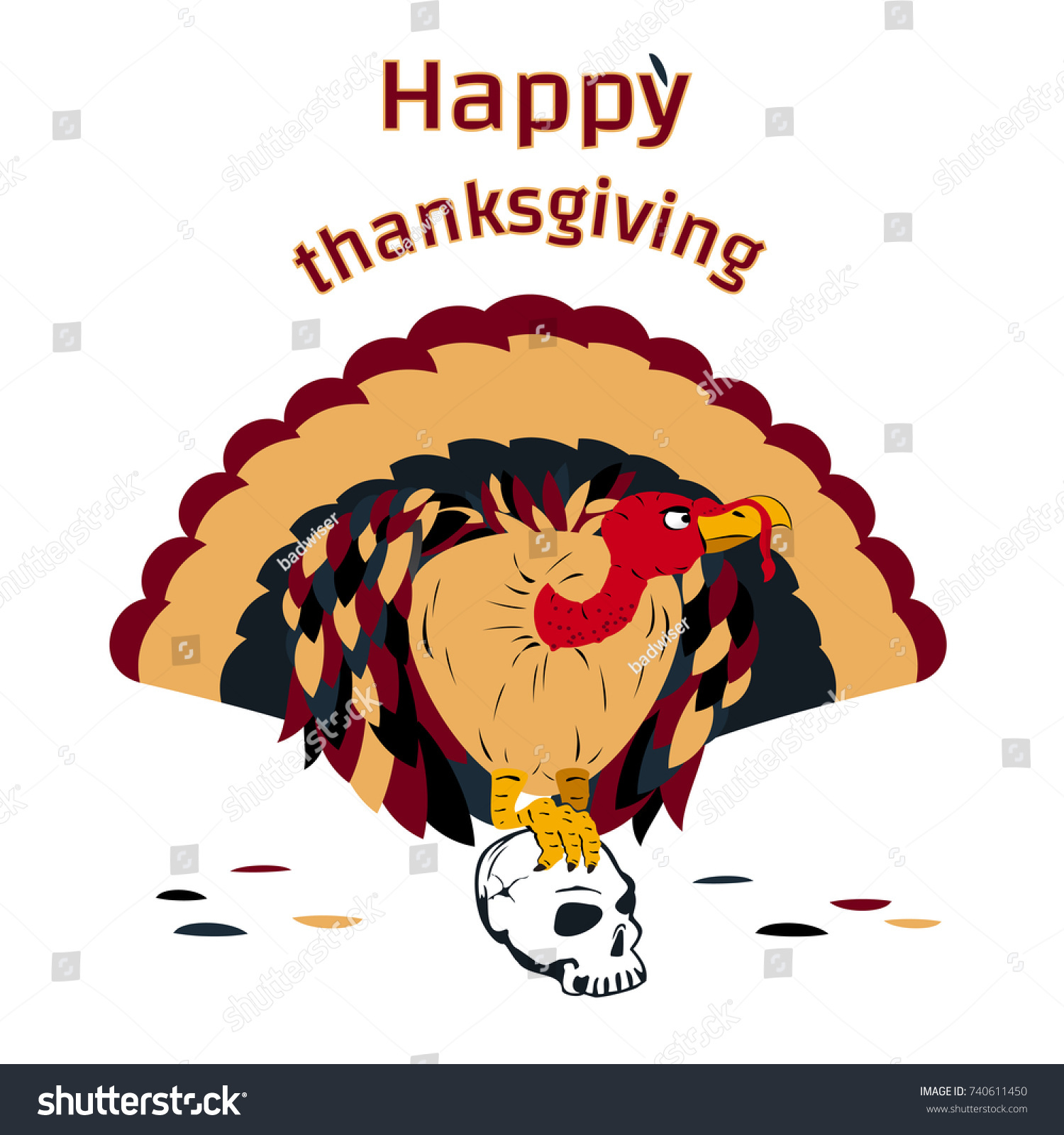 Happy Thanksgiving Day Cute Cartoon Serious Stock Vector (Royalty Free)  740611450 | Shutterstock