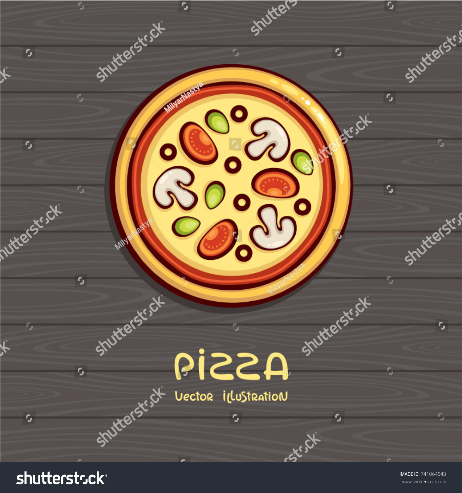 Pizza Top View Vector Illustration Italian Stock Vector (Royalty Free ...