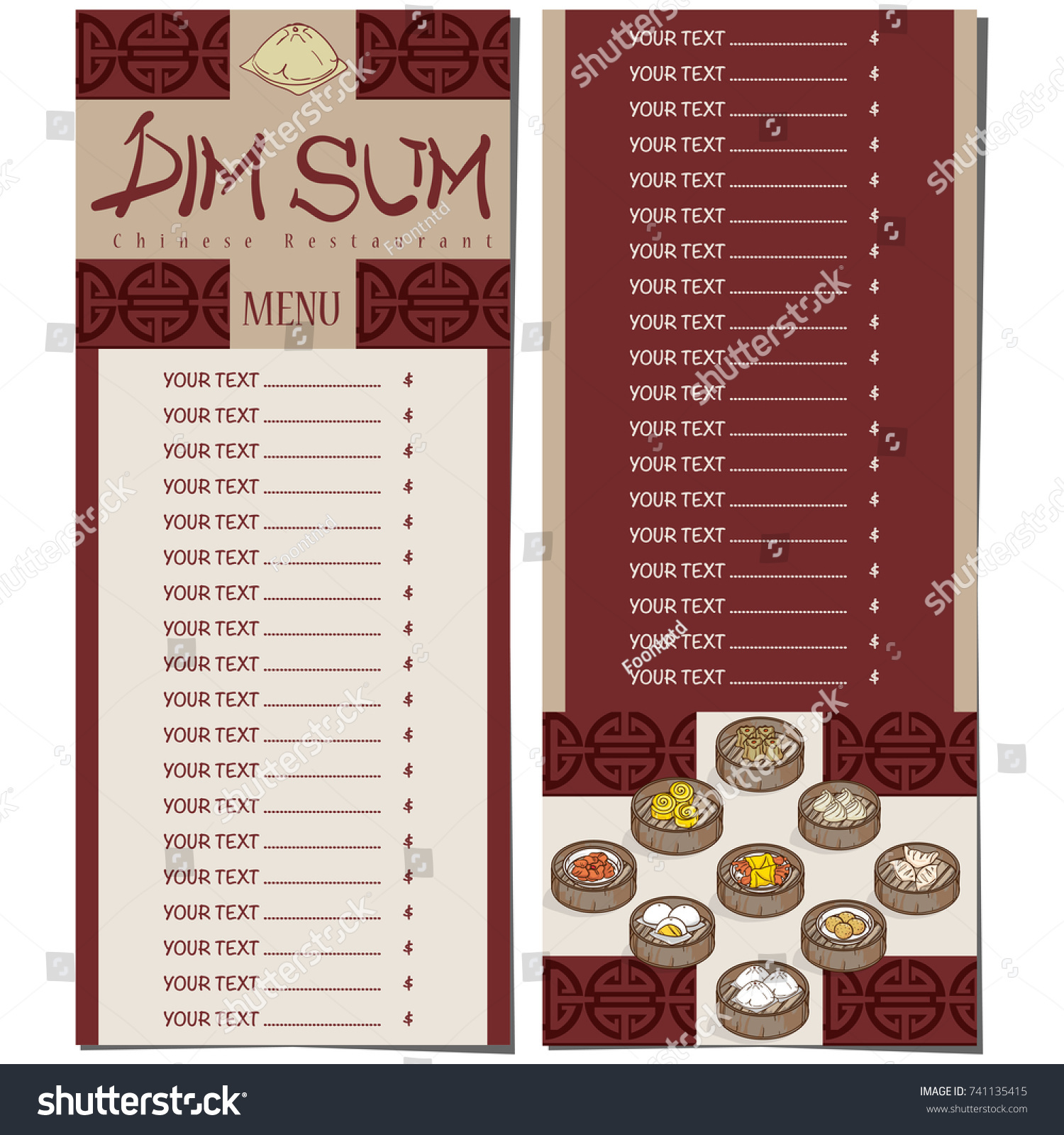 Menu Dim Sum Chinese Food Restaurant Stock Vector (Royalty Free ...