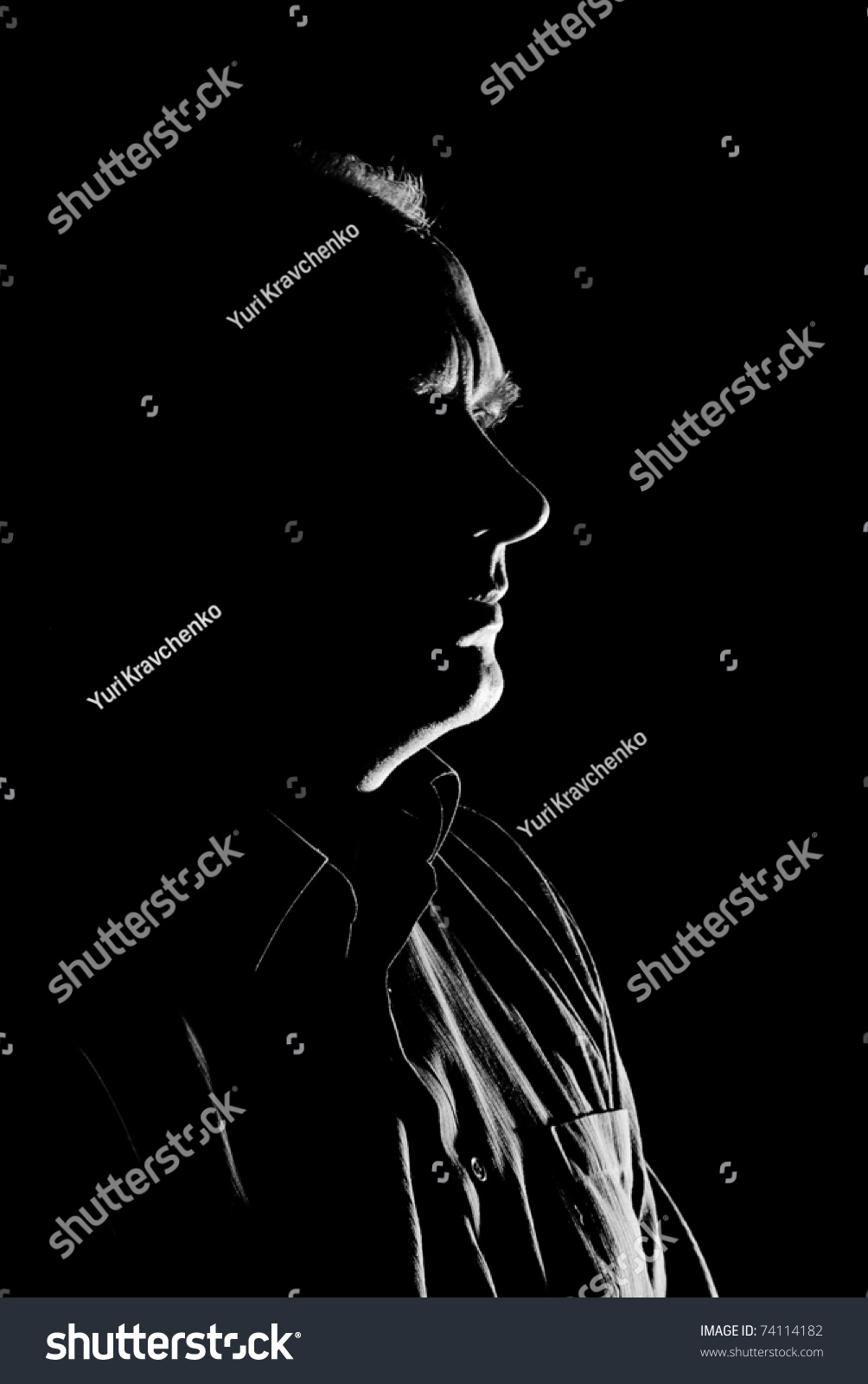 Portrait Low Key Face Outline Caucasian Stock Photo 74114182 | Shutterstock