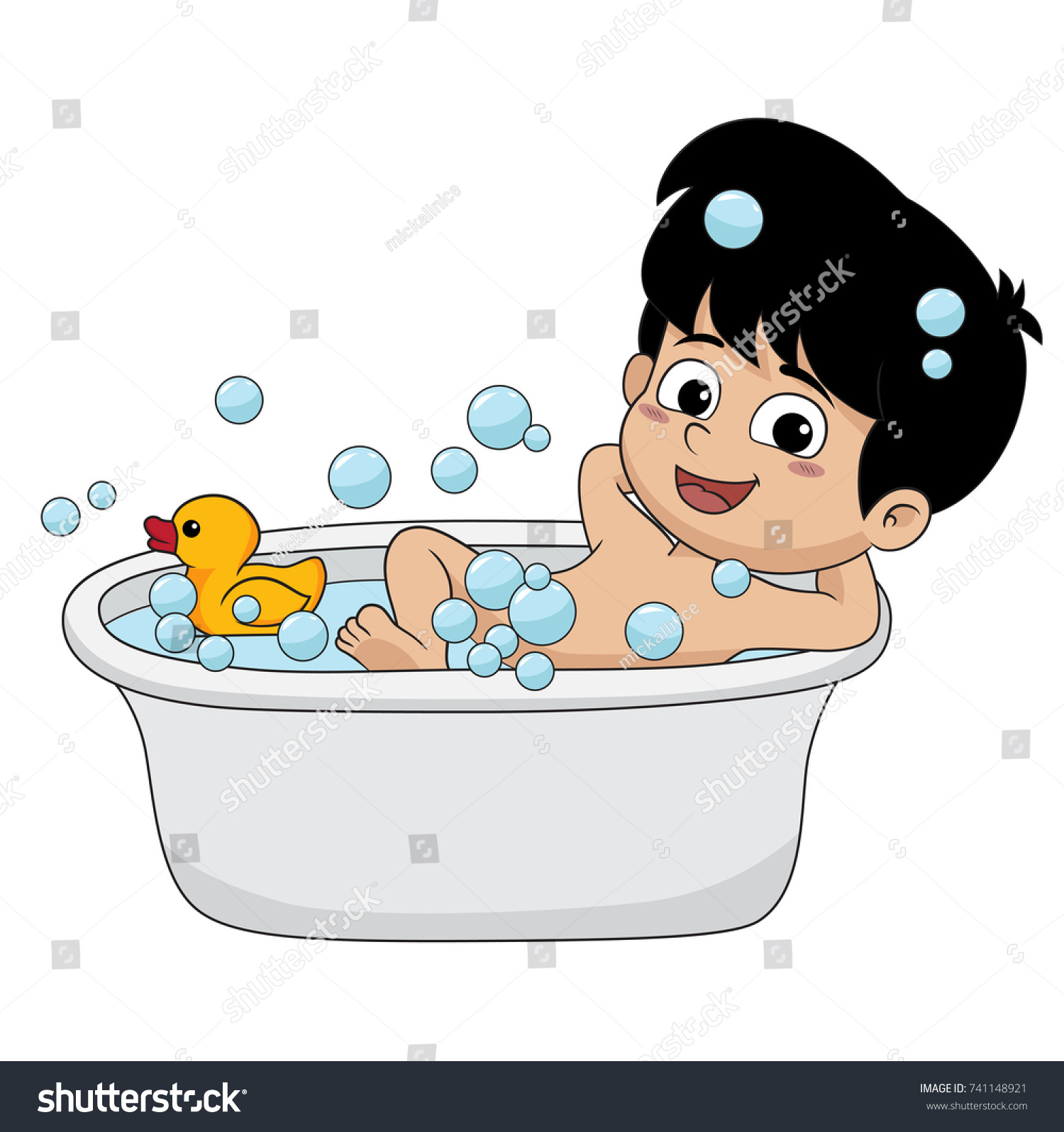 Morning Kid Shower Get Ready Schoolvector Stock Vector (Royalty Free ...