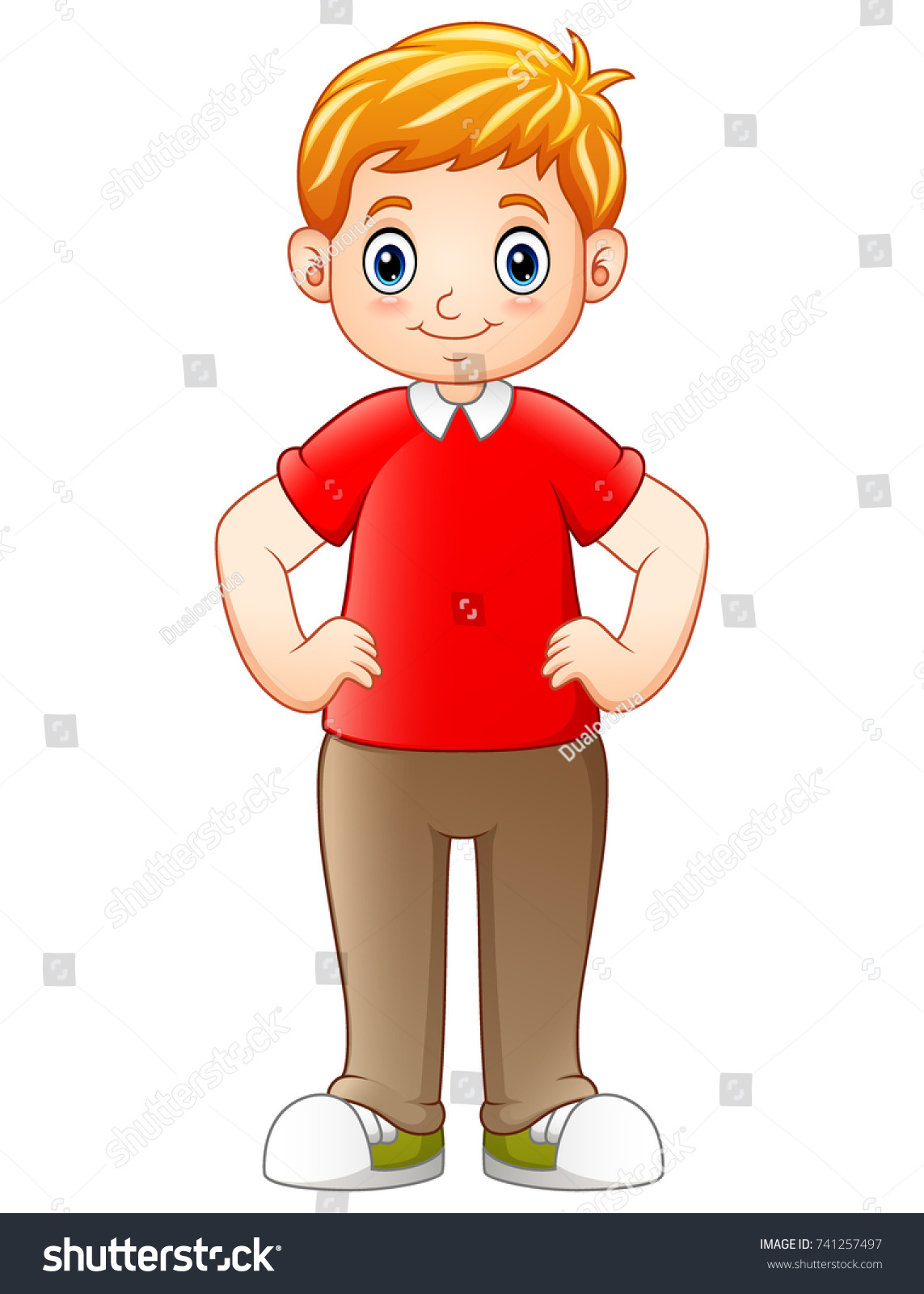 Vector Illustration Cartoon Boy Standing Holding Stock Vector (Royalty ...