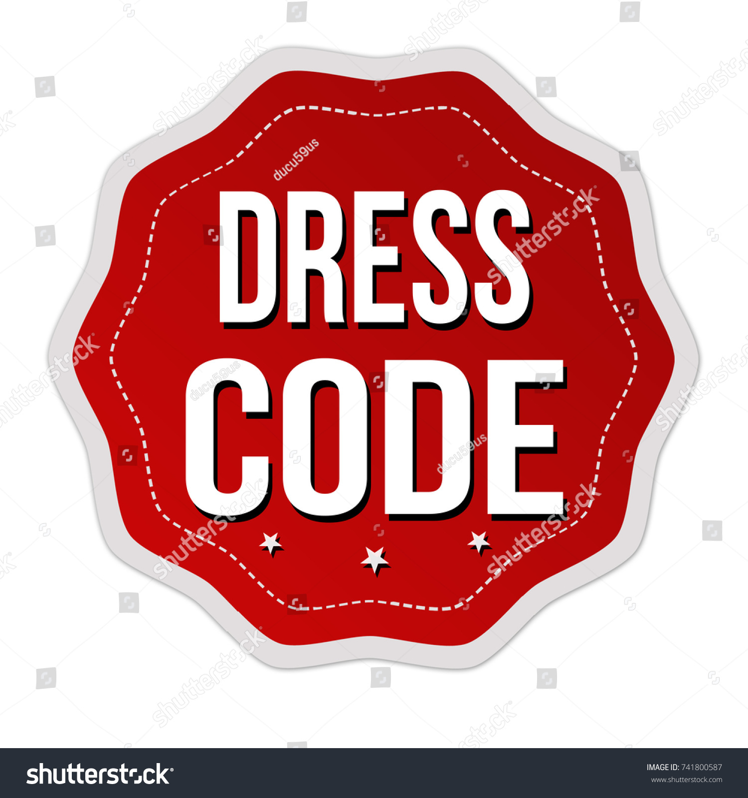 Dress Code Label Sticker On White Stock Vector (Royalty Free) 741800587 ...