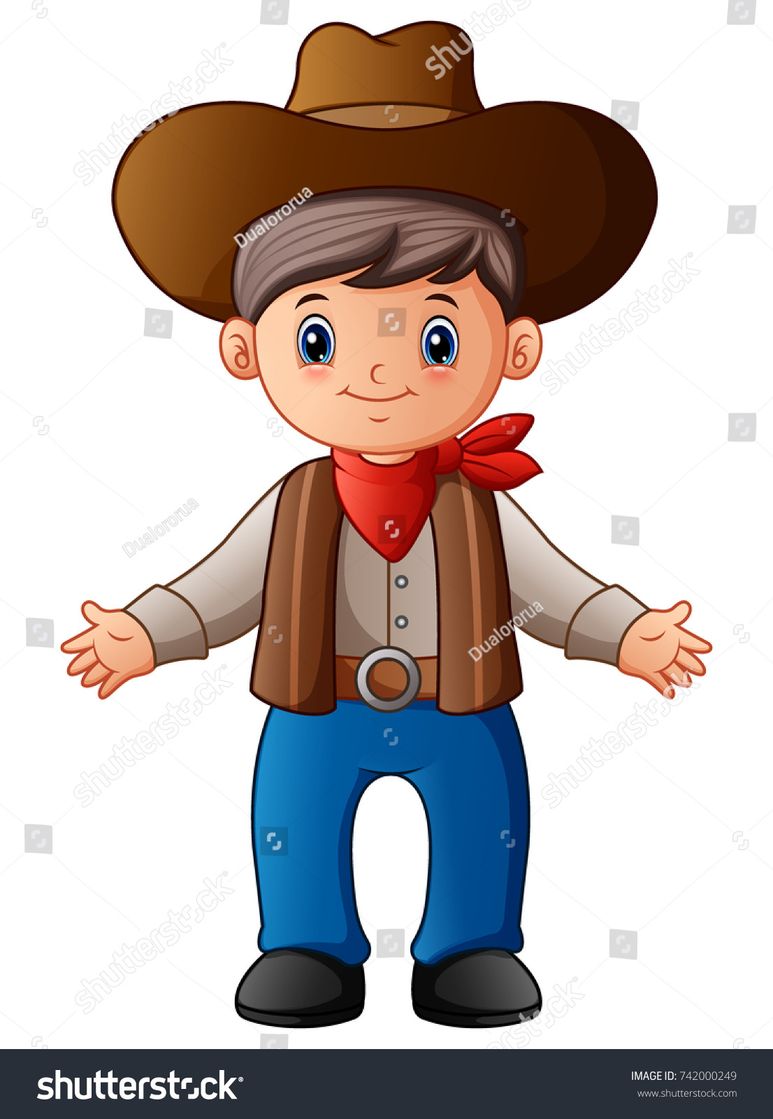 Vector Illustration Cute Cartoon Cowboy Stock Vector (royalty Free 