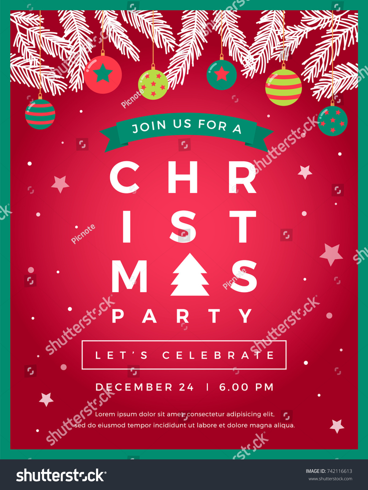 Vector Christmas Party Design Template Stock Vector (Royalty Free ...