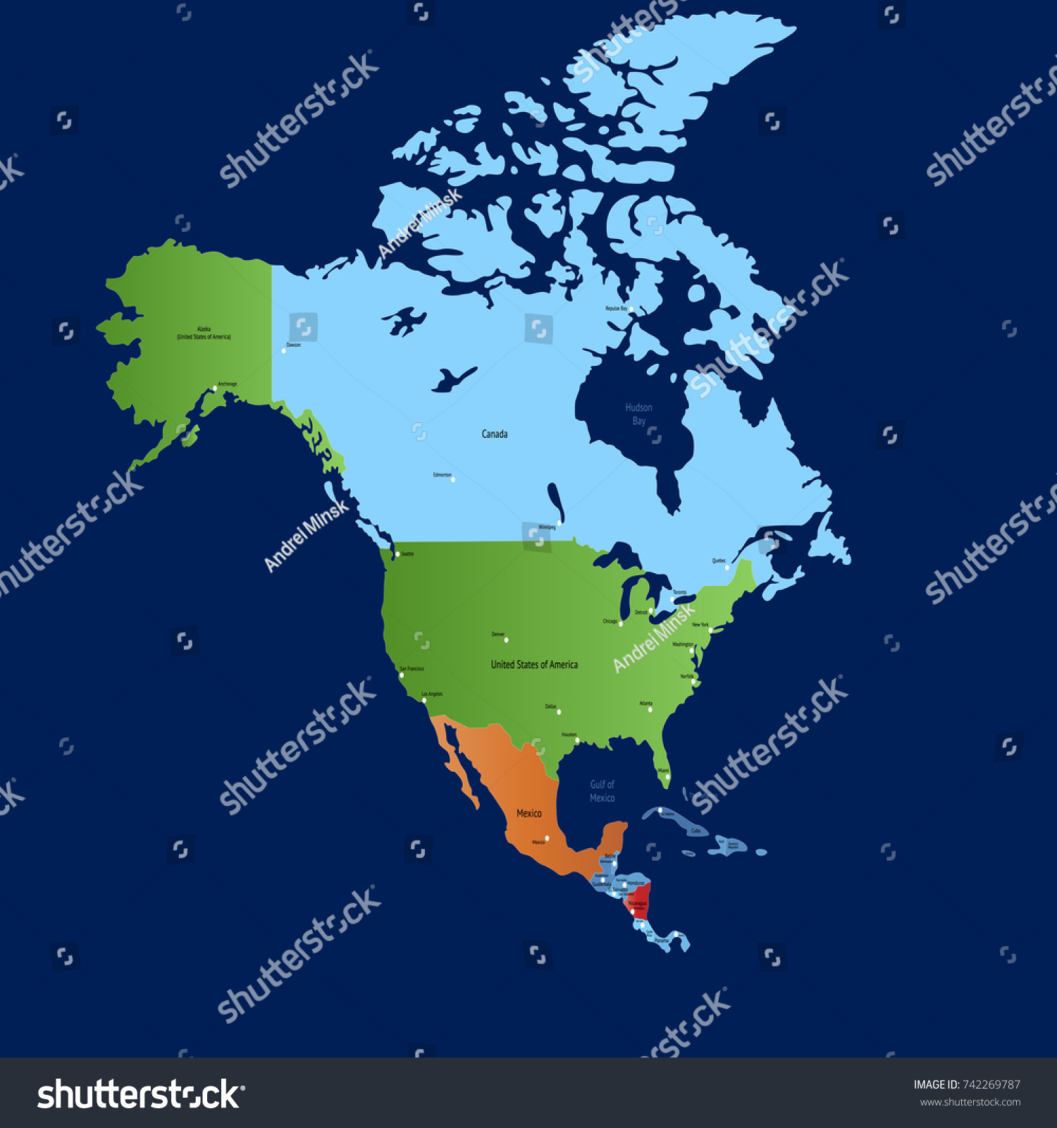 Map North America Stock Vector (Royalty Free) 742269787 | Shutterstock