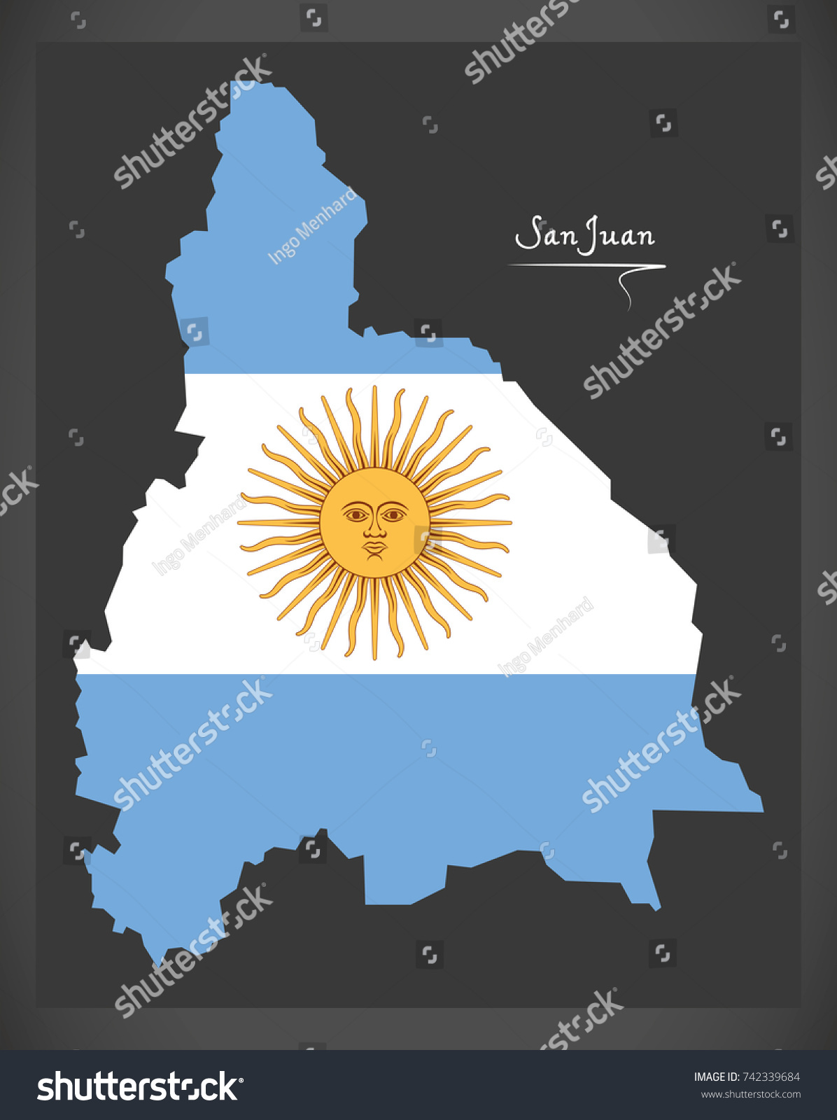 San Juan Map Argentina Argentinian National Stock Vector (Royalty Free ...