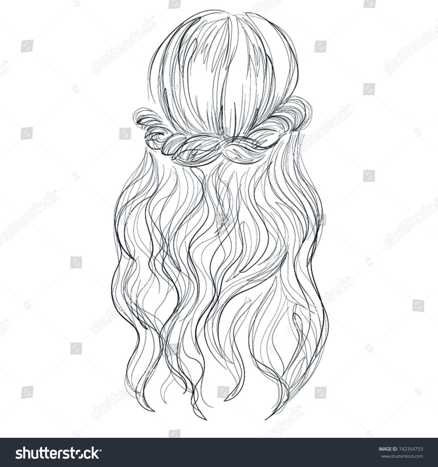 Hairstyling Icon Long Hair Braid Hairstyle Stock Vector (Royalty Free ...