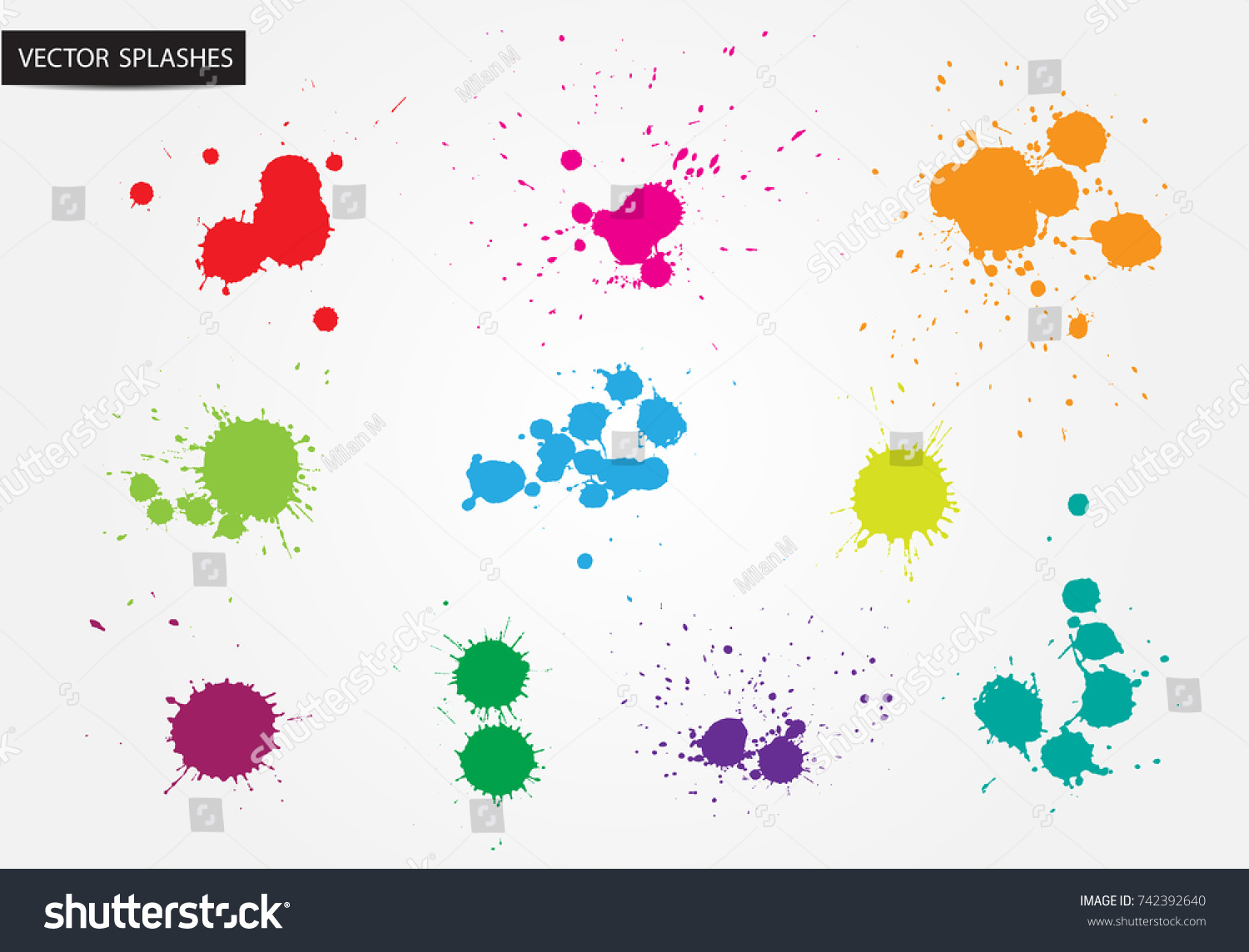 Colorful Paint Splatterspaint Splashes Setvector Illustration Stock