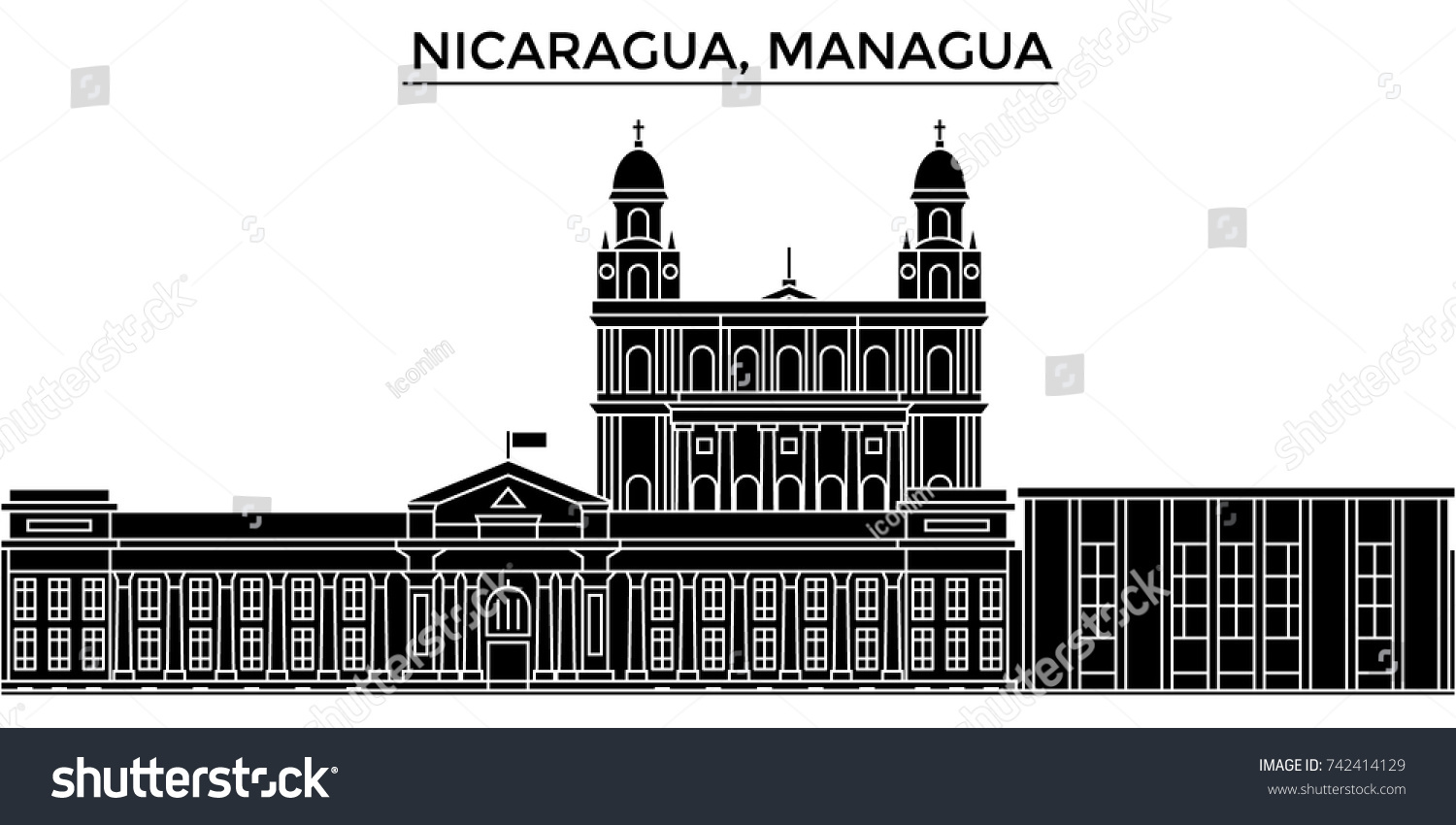 Nicaragua Managua Architecture Vector City Skyline Stock Vector ...