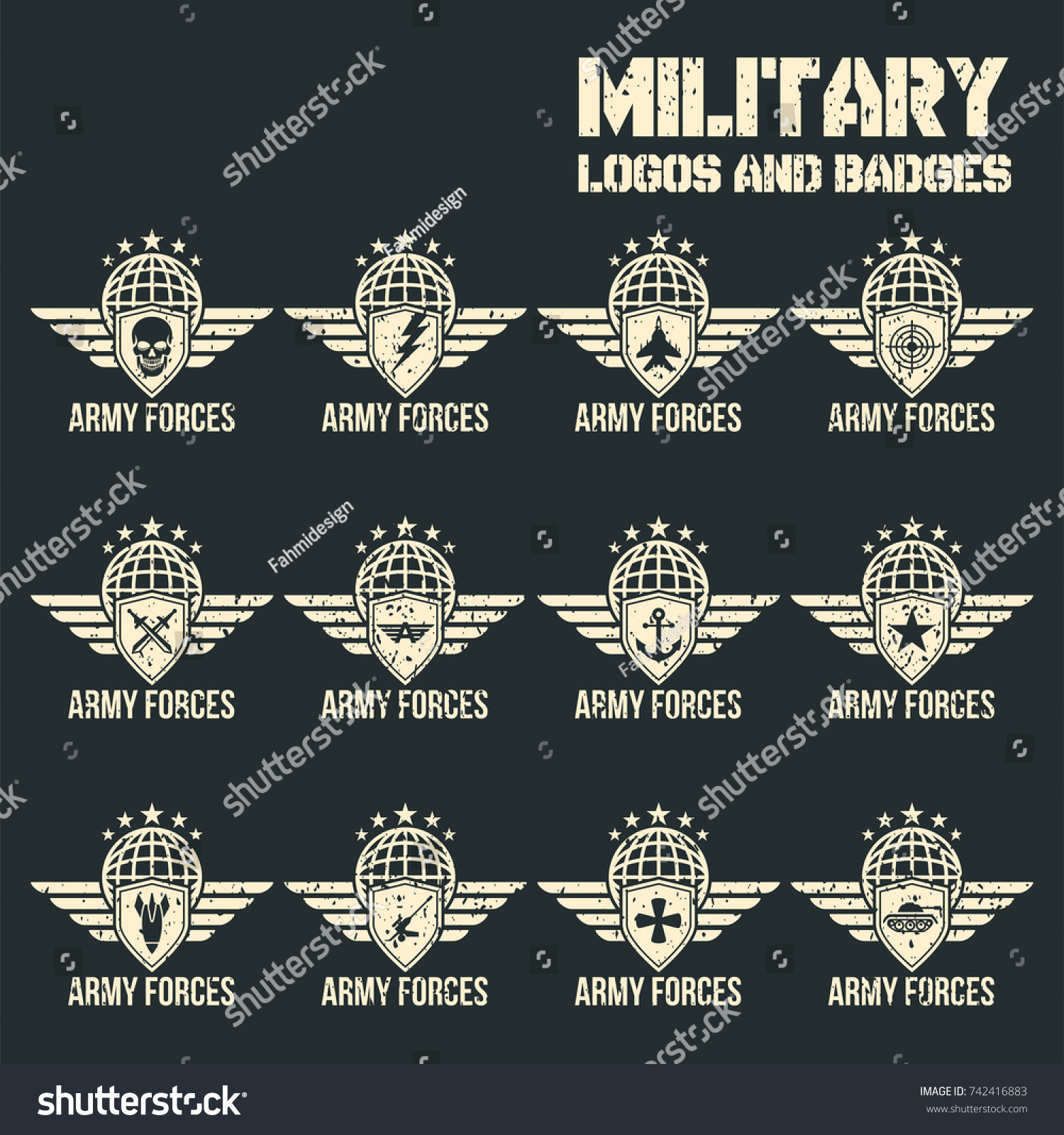 Military Logos Icons Badges Logotypesvector Military Stock Vector ...