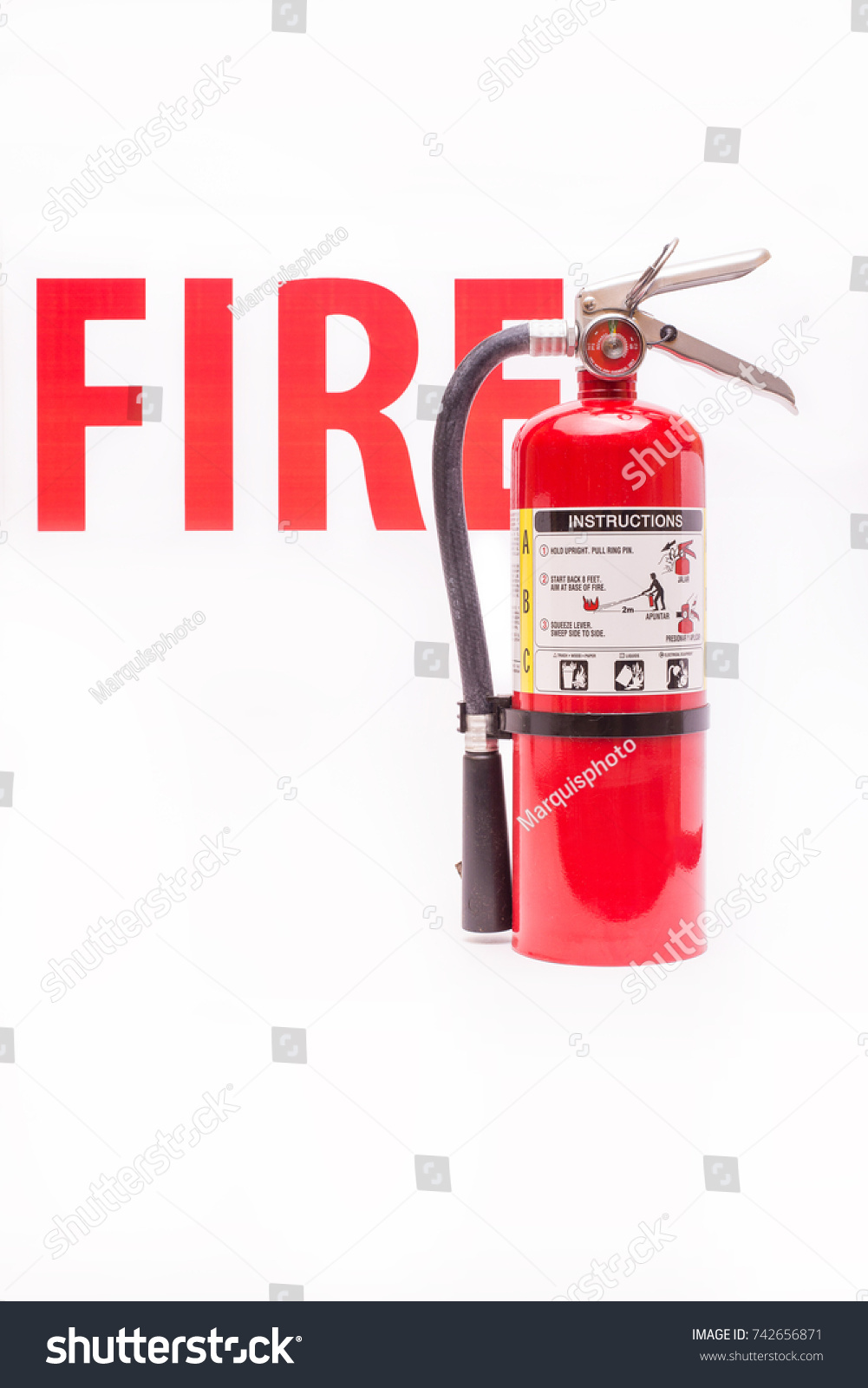 Red Fire Extinguisher Red Fire Letters Stock Photo 742656871 | Shutterstock