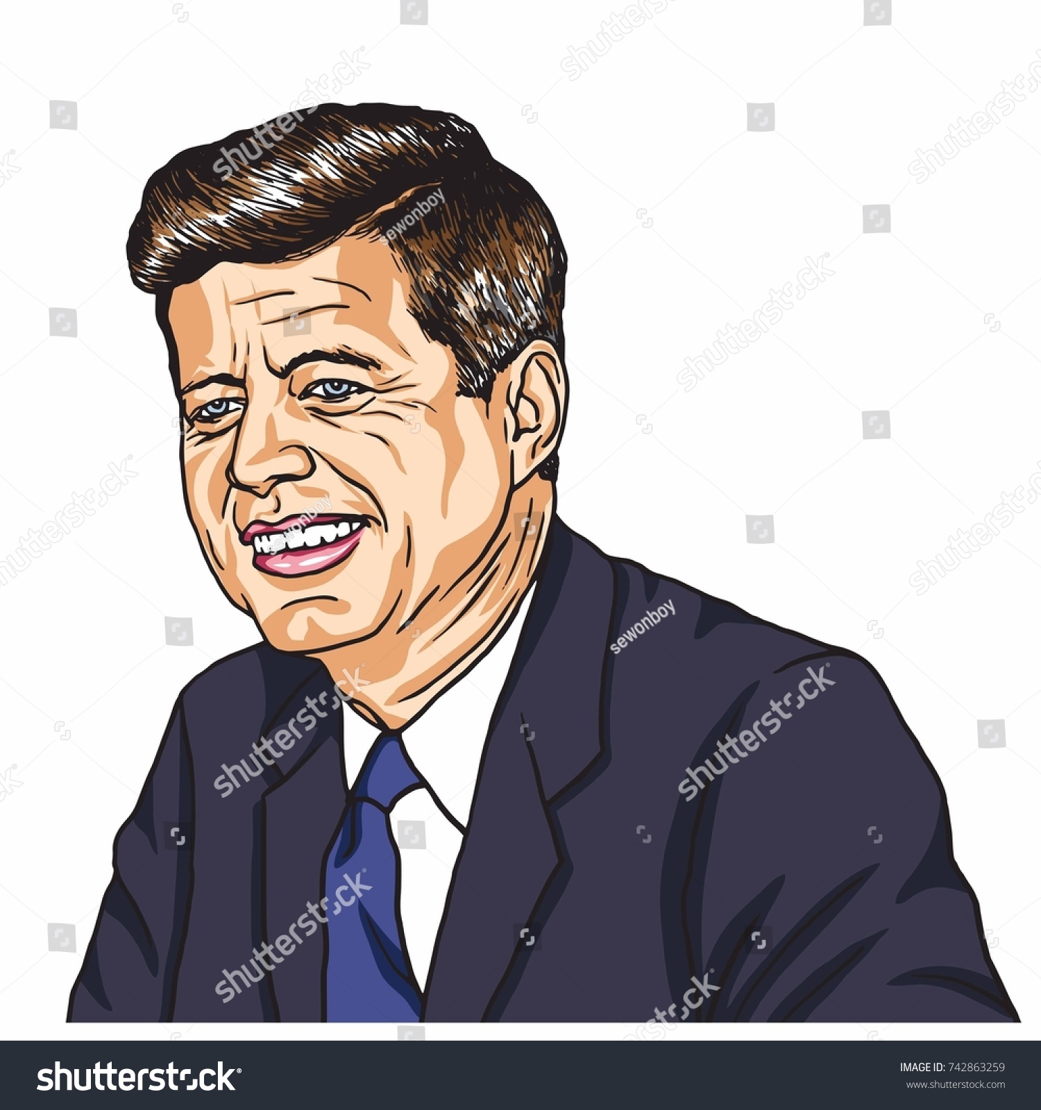 John F Kennedy Portrait Cartoon Caricature Stock Vector (Royalty Free ...