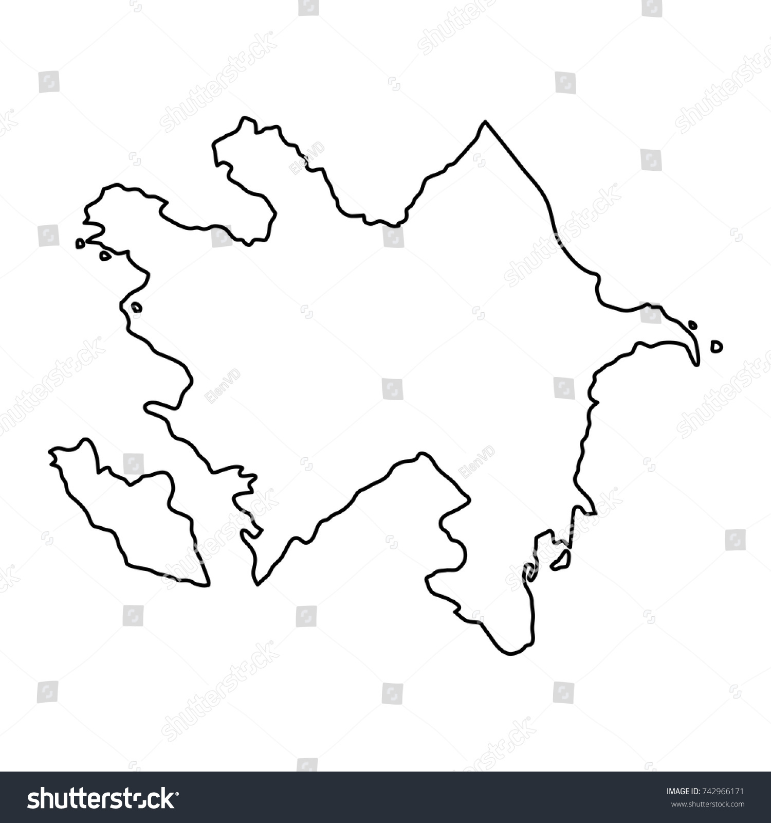 3 061 Azerbaijan Map Outline Images Stock Photos Vectors Shutterstock   Stock Vector Azerbaijan Map Of Black Contour Curves Of Vector Illustration 742966171 