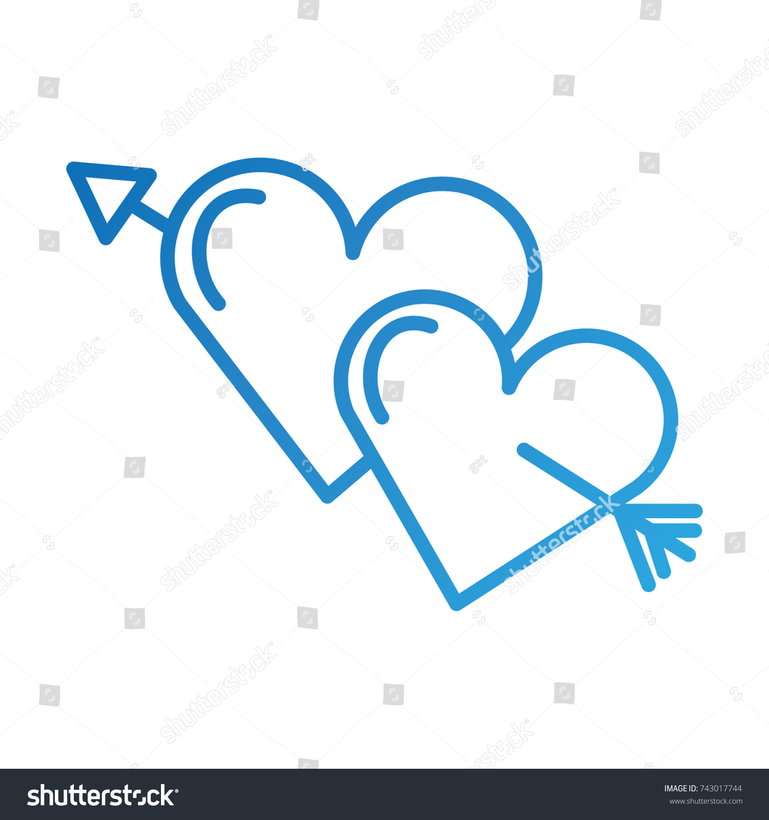 Two Hearts Pierced Arrow Romantic Love Stock Vector Royalty Free 743017744 Shutterstock