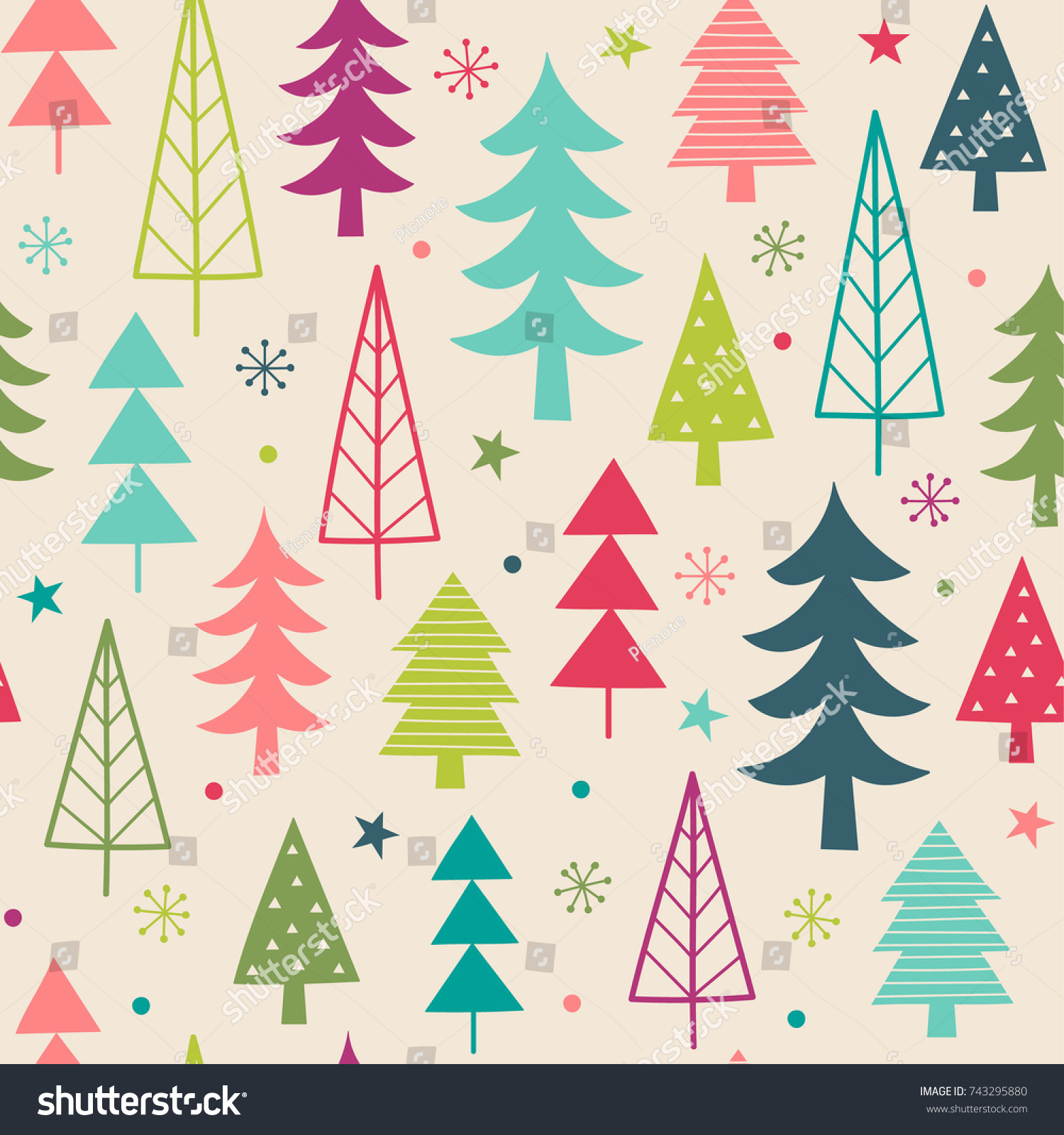 Colorful Christmas Trees Seamless Pattern Background Stock Vector ...