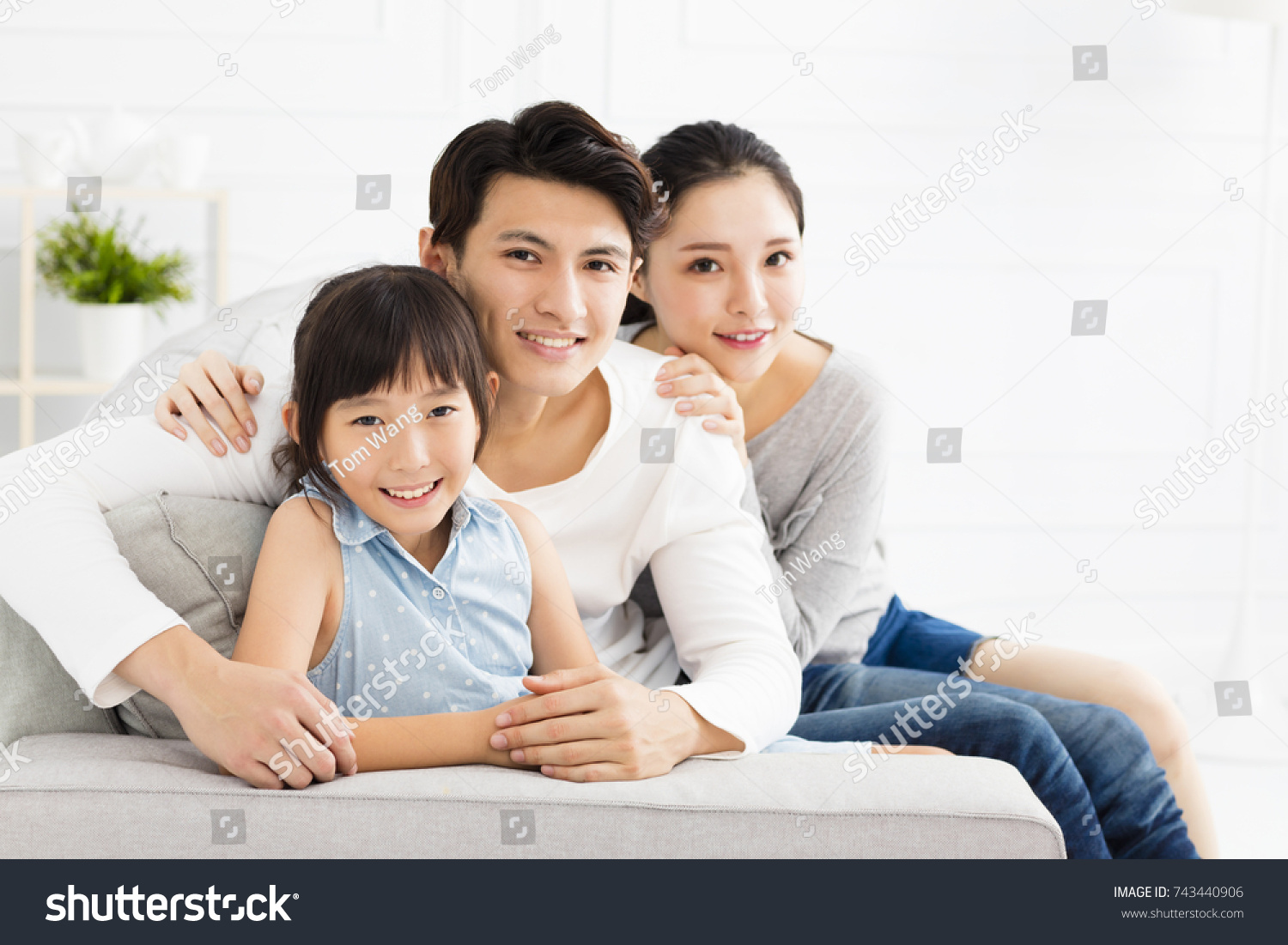 Happy Asian Family On Sofa Living Stock Photo 743440906 | Shutterstock