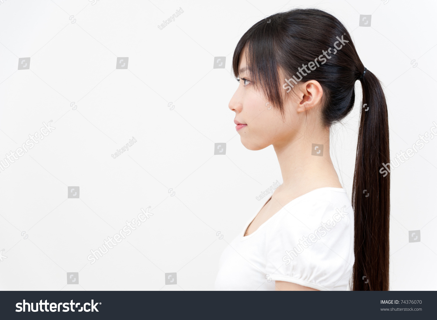 Portrait Beautiful Asian Woman Ponytail Hair Stock Photo (Edit Now.