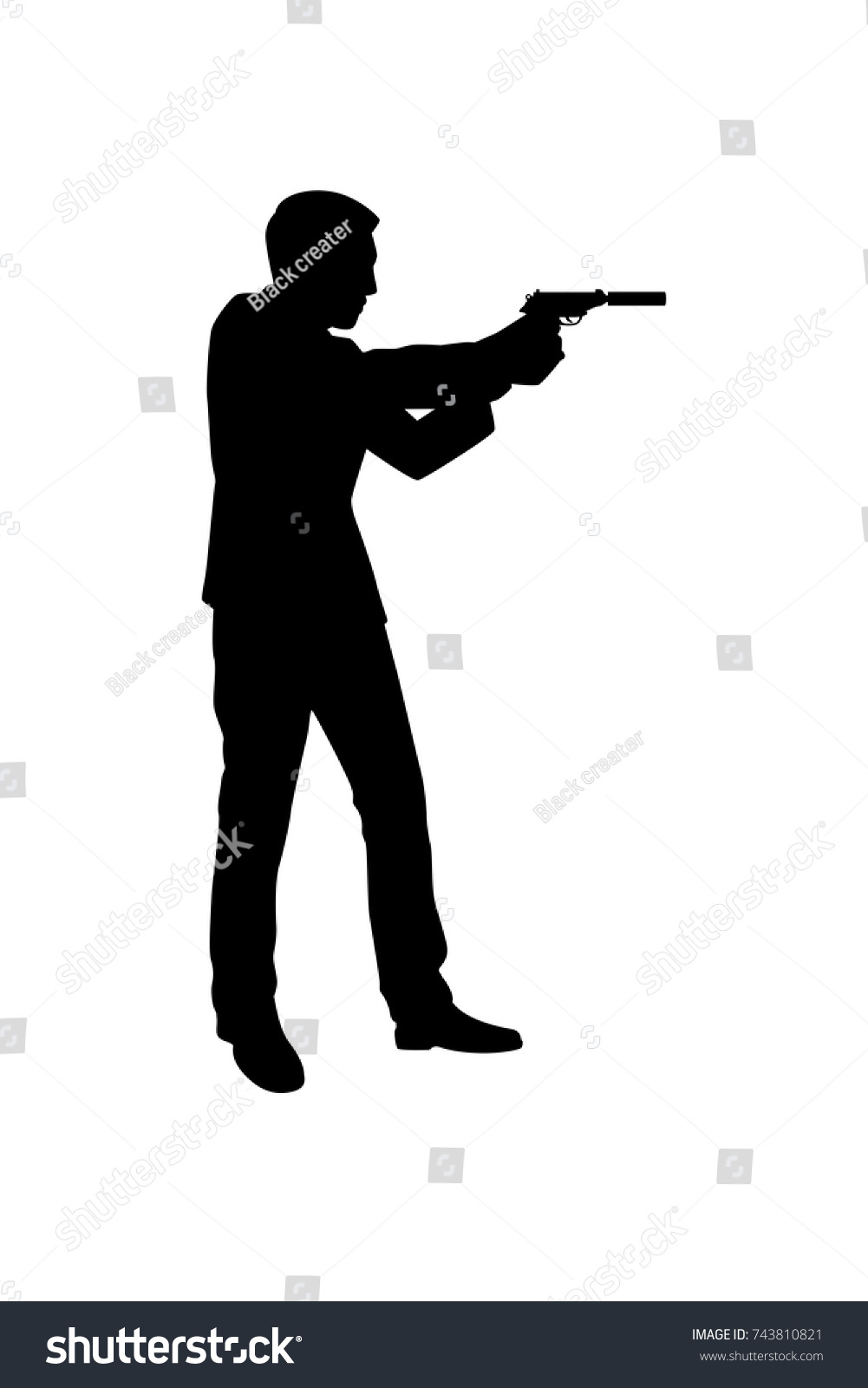 Silhouette Bodyguard Spy Man Gun Hand Stock Vector (Royalty Free ...