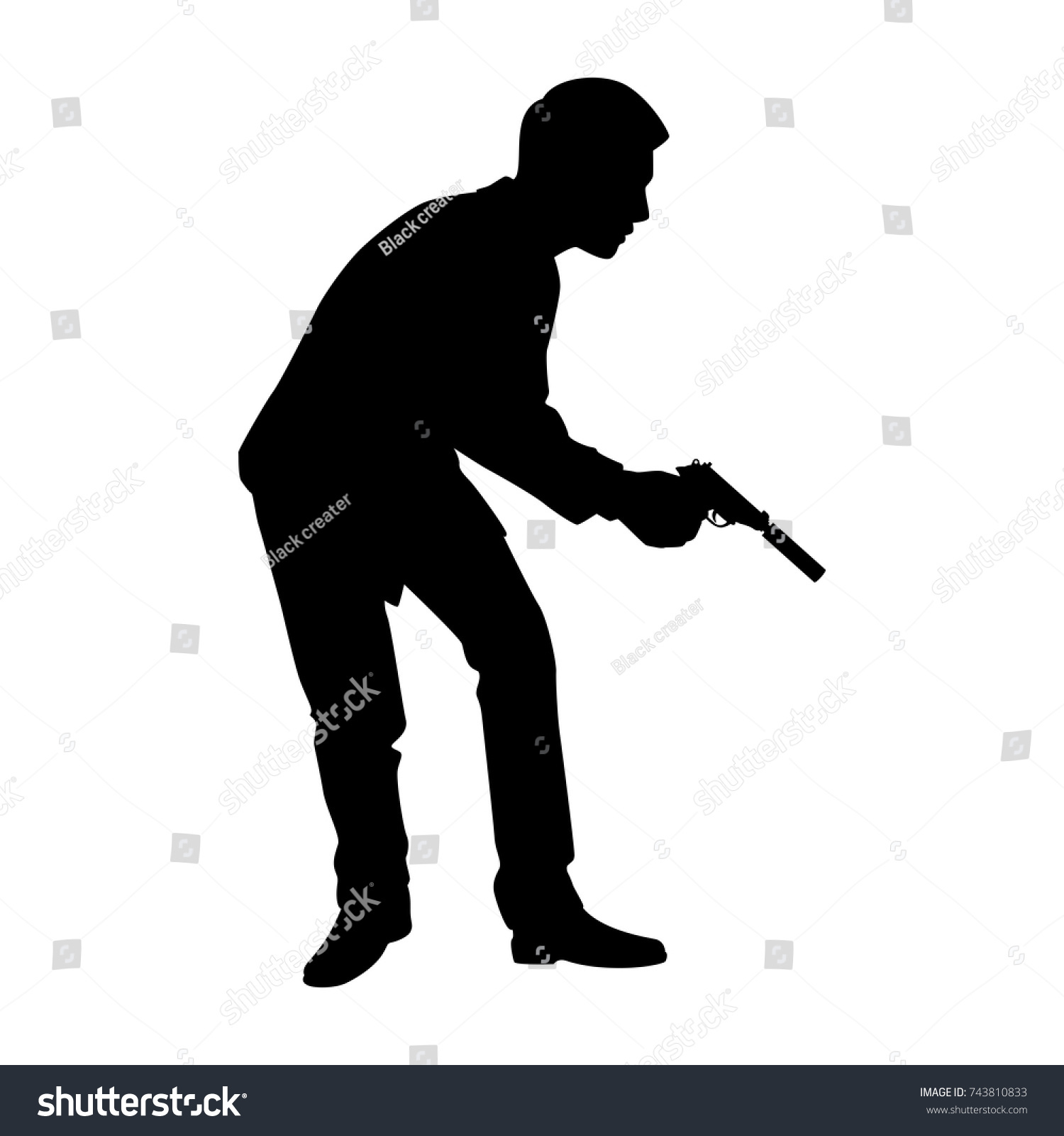 Silhouette Bodyguard Spy Man Gun Hand Stock Vector (Royalty Free ...