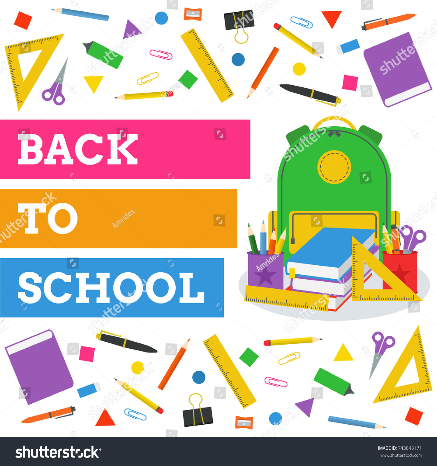 Back School Vector Background School Element Stock Vector (Royalty Free ...