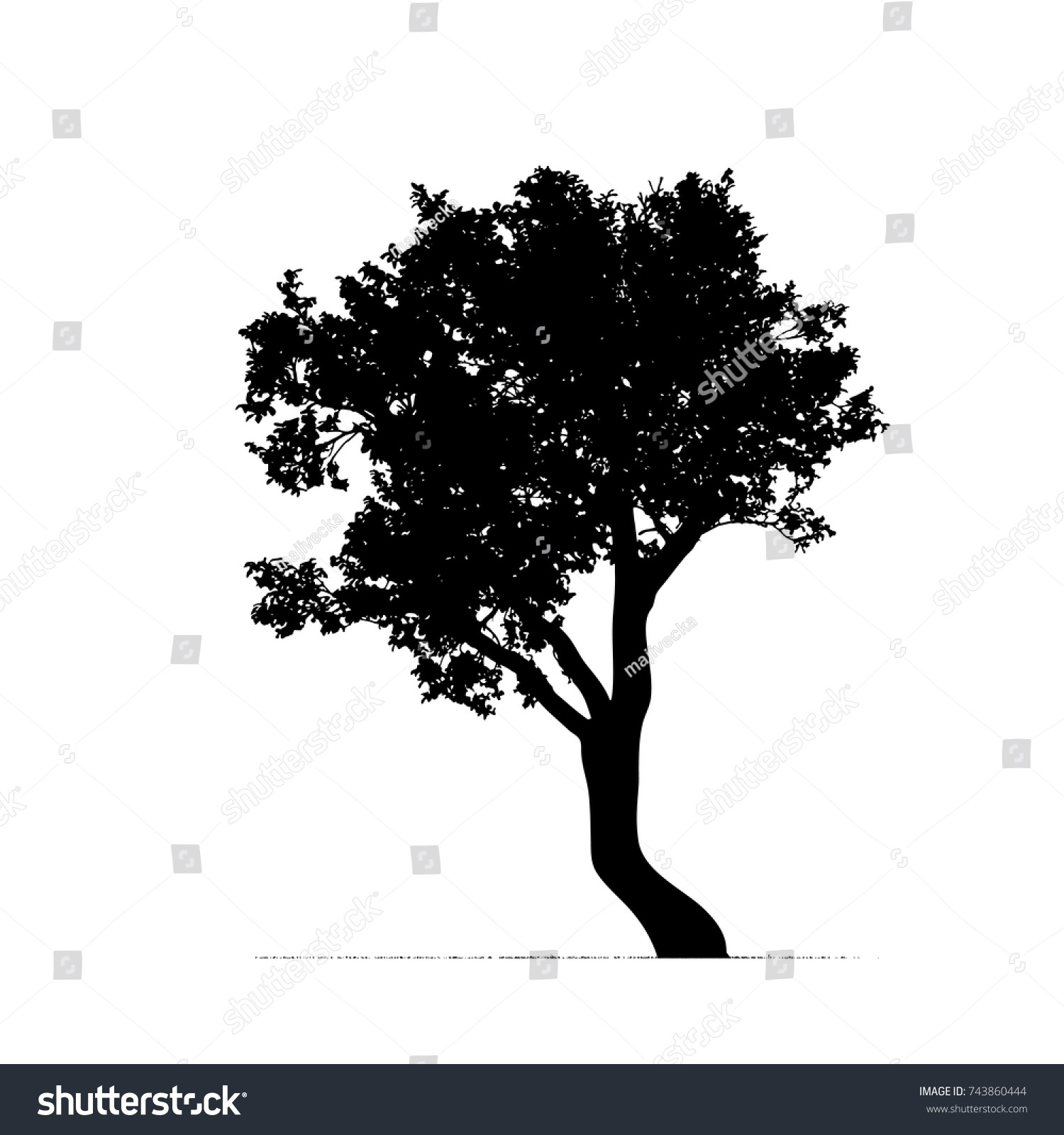 Vector Silhouette Tree On White Background Stock Vector (royalty Free 