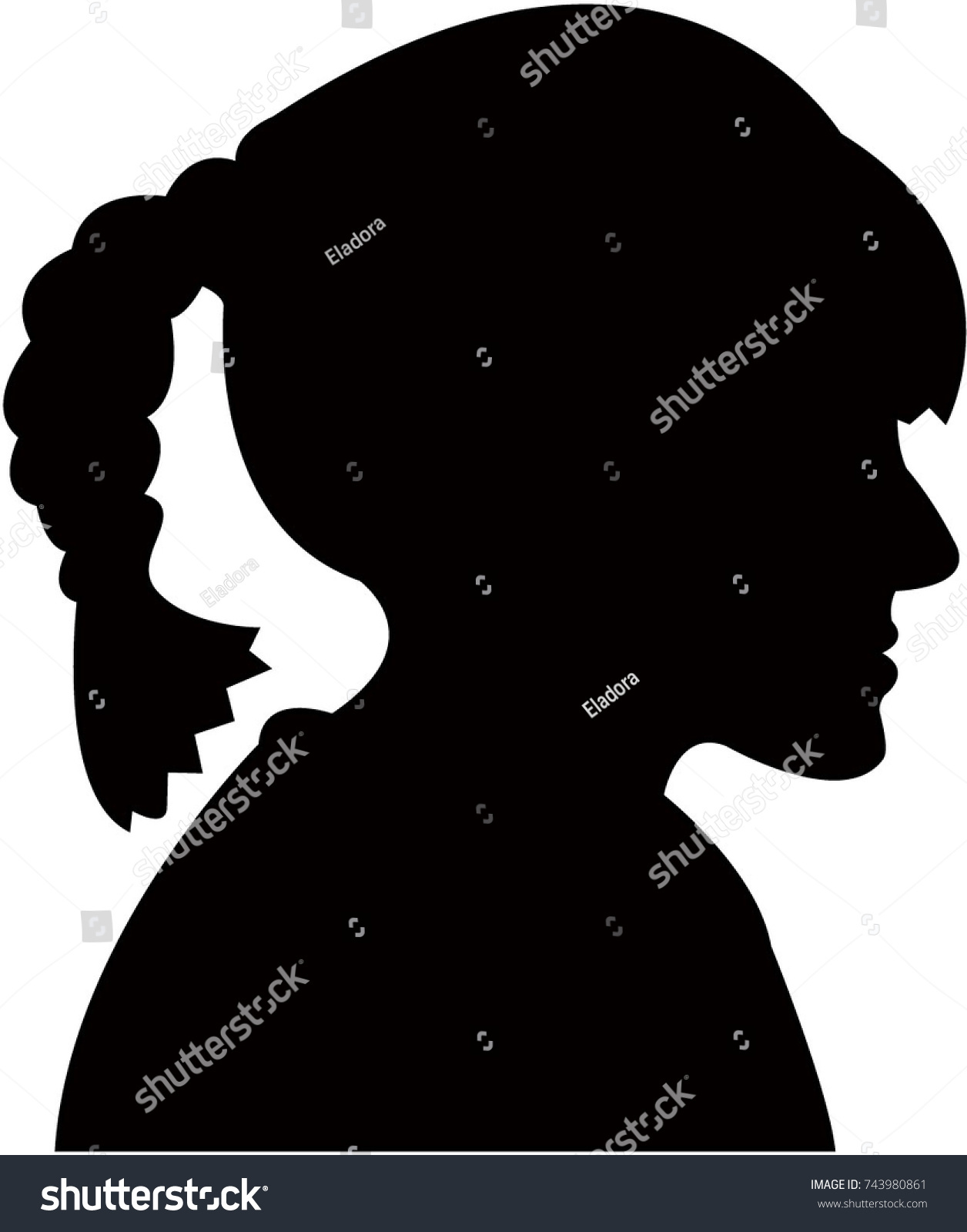 Girl Head Black Color Silhouette Vector Stock Vector (Royalty Free ...