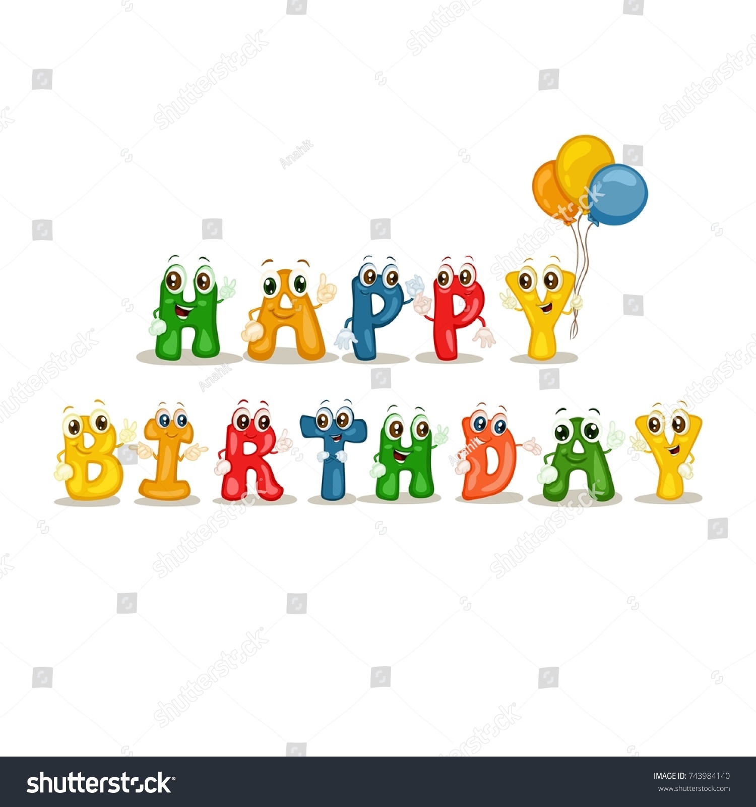 Happy Birthday Card Colorful Funny Cartoon Stock Vector (Royalty Free ...