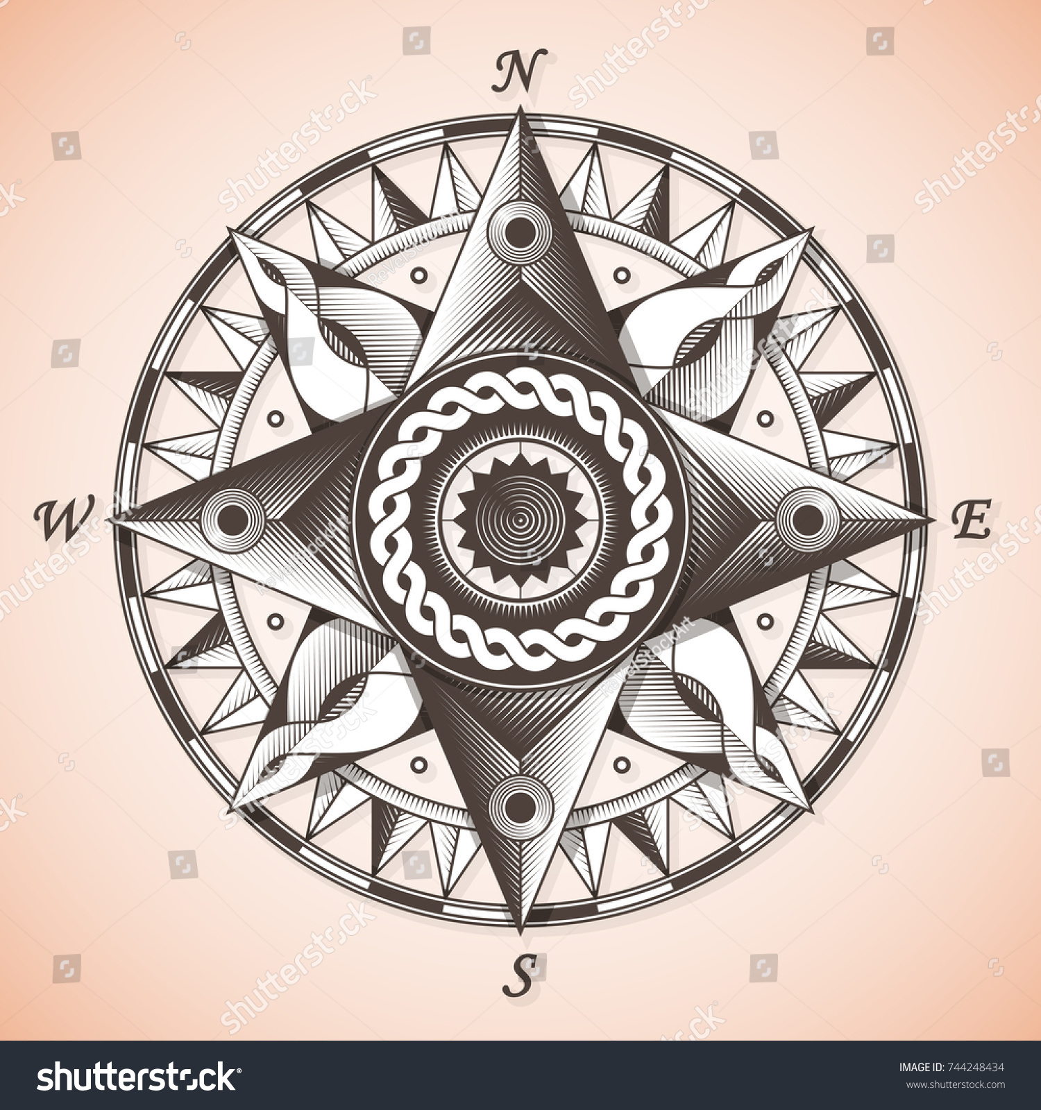 Vintage Old Antique Nautical Compass Rose Stock Vector (Royalty Free ...