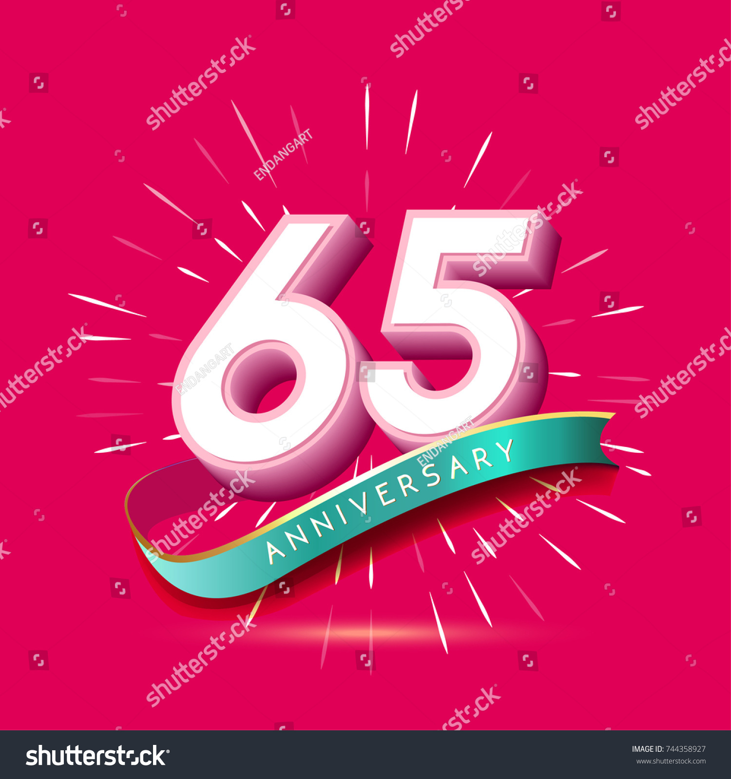 65 Years Anniversary Logo Celebration Firework Stock Vector (royalty 