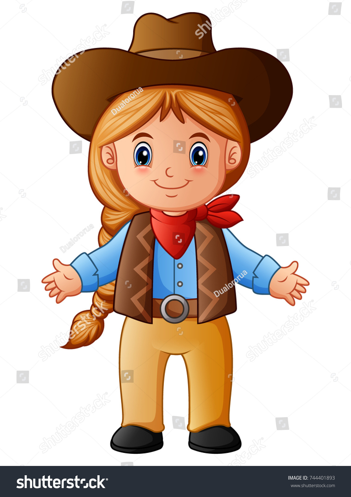 Cute Little Cowgirl Cartoon Stock Illustration 744401893 | Shutterstock