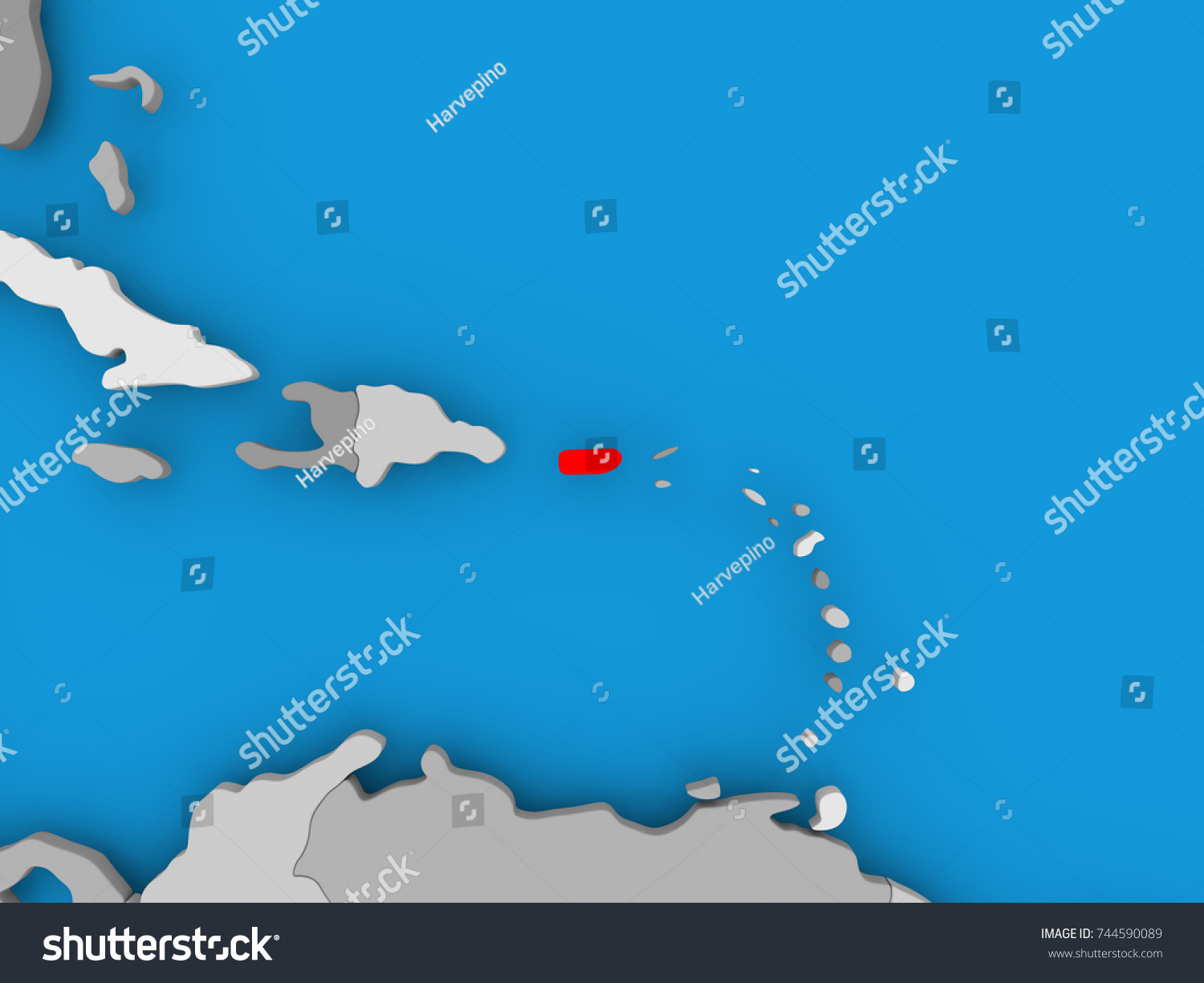 Puerto Rico Red On Political Map Stock Illustration 744590089 ...