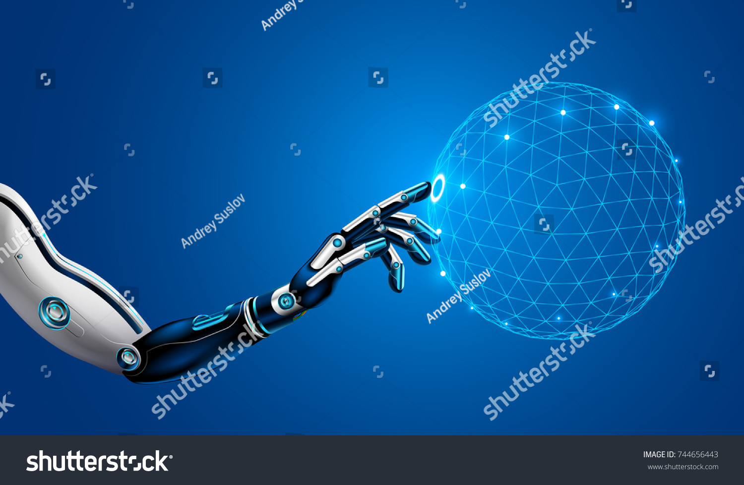 Robotic Hand Working Virtual Graphic Interface Stock Vector Royalty Robotic Hand Working Virtual Graphic Interface Stock Vector Royalty