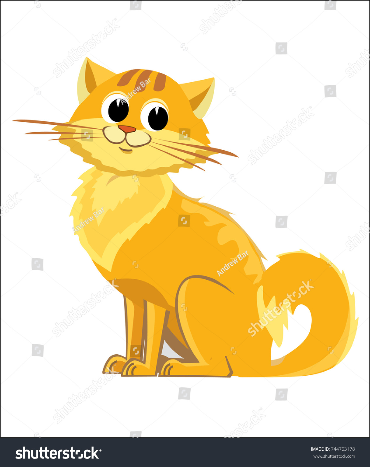 Cartoon Character Yellow Cat Vector Illustration Stock Vector (Royalty ...