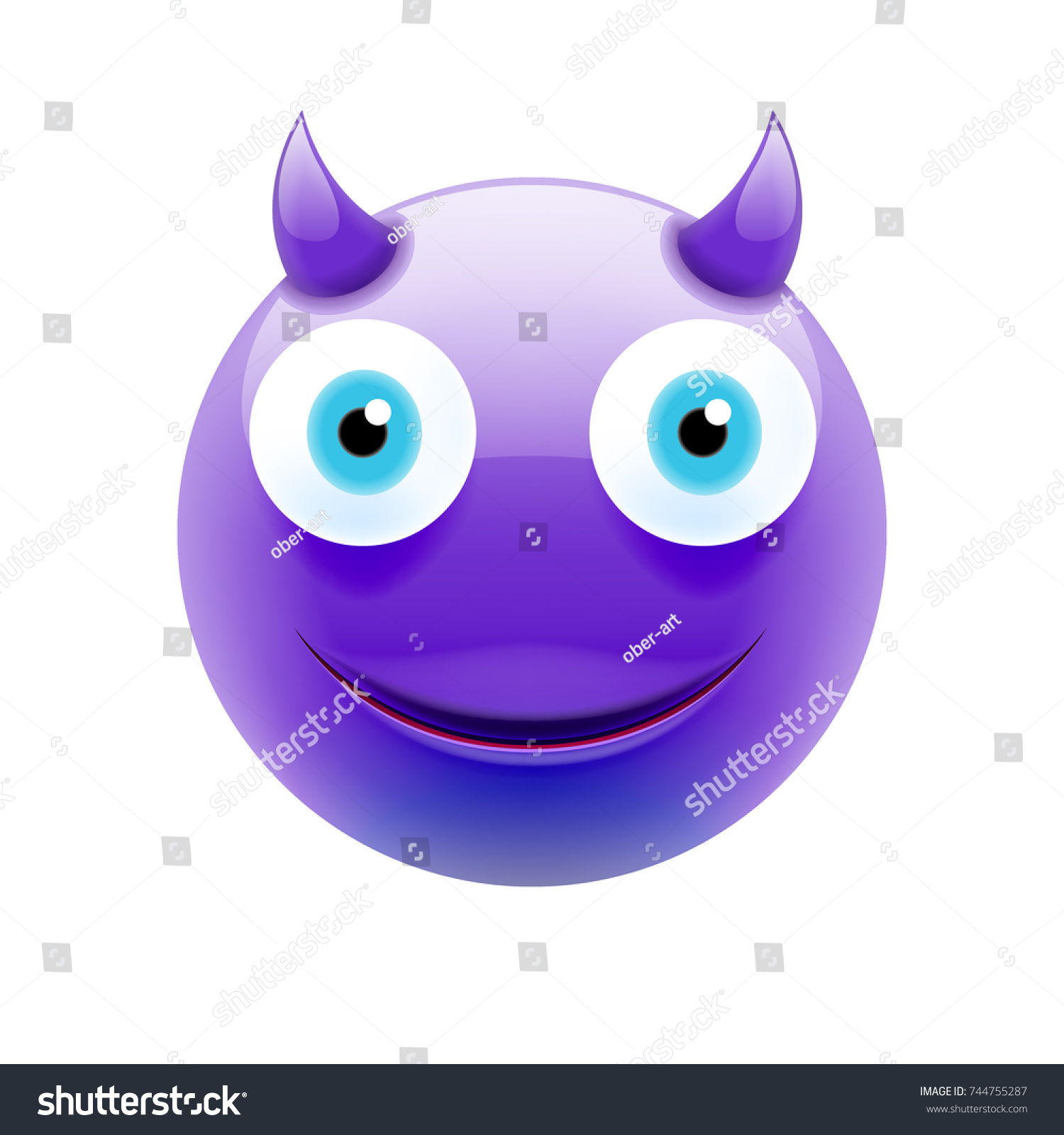 Happy Devil Emoticon Blue Eyes Happy Stock Vector (Royalty Free ...