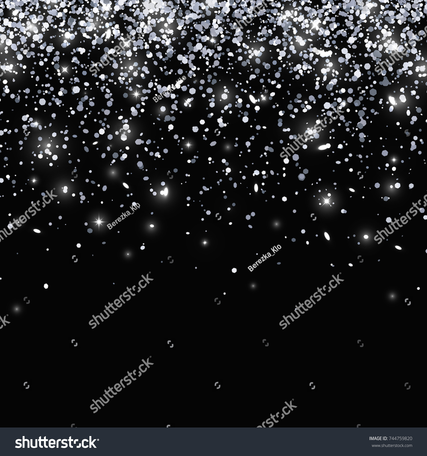 Silver Glitter On Black Background Falling Stock Illustration 744759820 ...