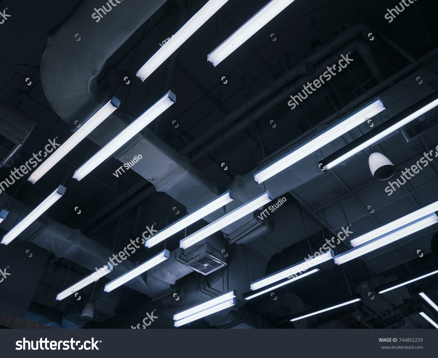 Neon Light Design Pattern Indoor Building Stock Photo 744852259 ...